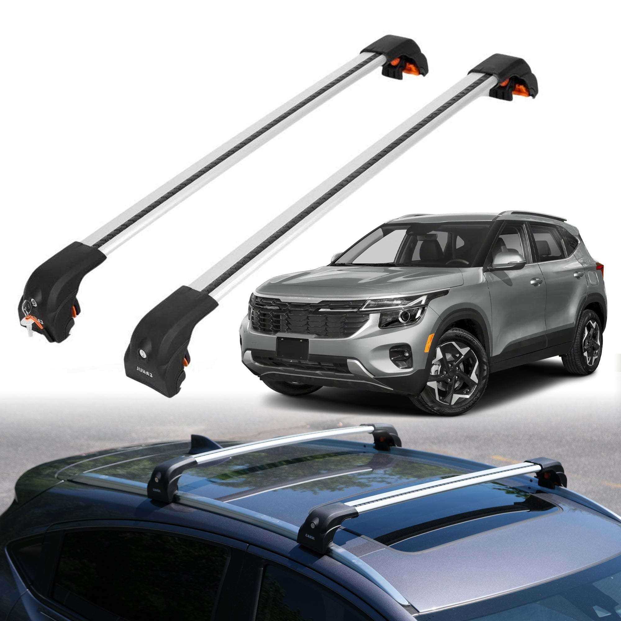 Heavy Duty Roof Rack Crossbars for Kia Seltos 2021-2025 w/ Flush Rails