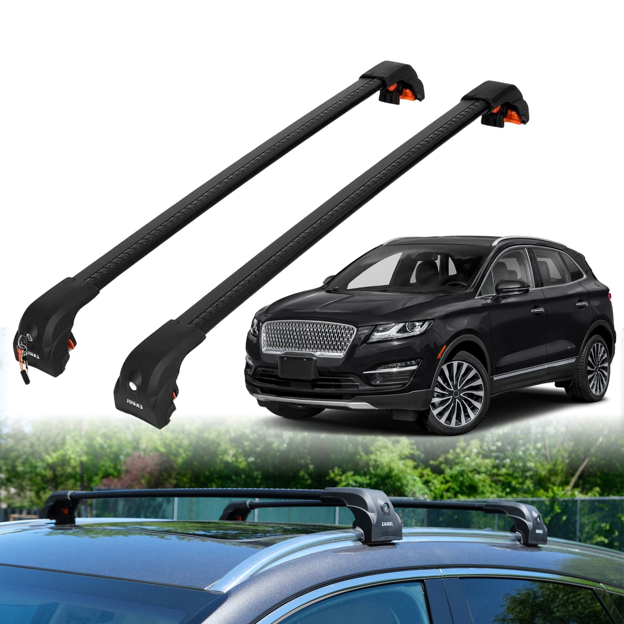 Heavy Duty Roof Rack Crossbars for Lincoln MKC 2015-2019 w/ Flush Rails