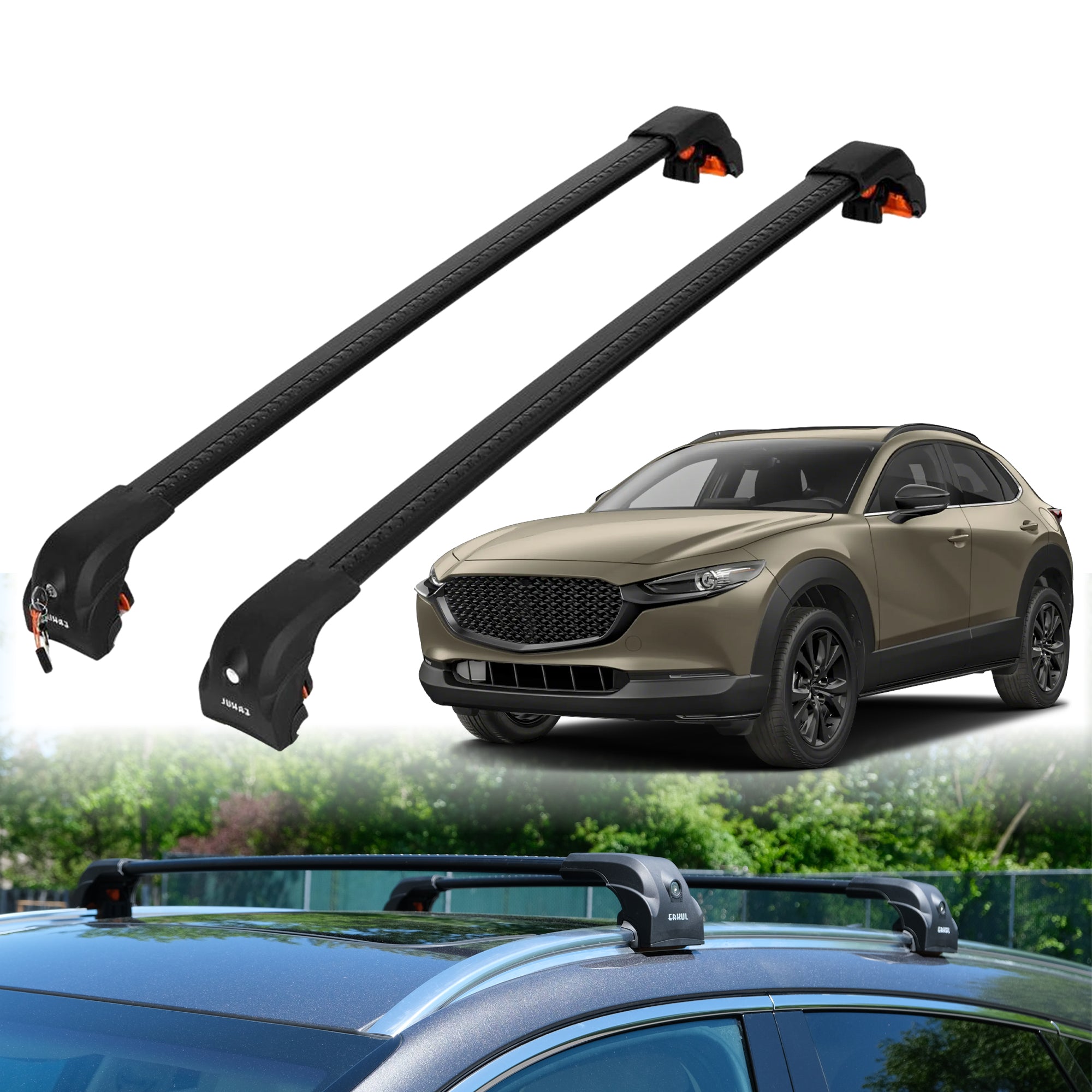 Heavy Duty Roof Rack Crossbars for Mazda CX-30 2020-2025 w/ Flush Rails