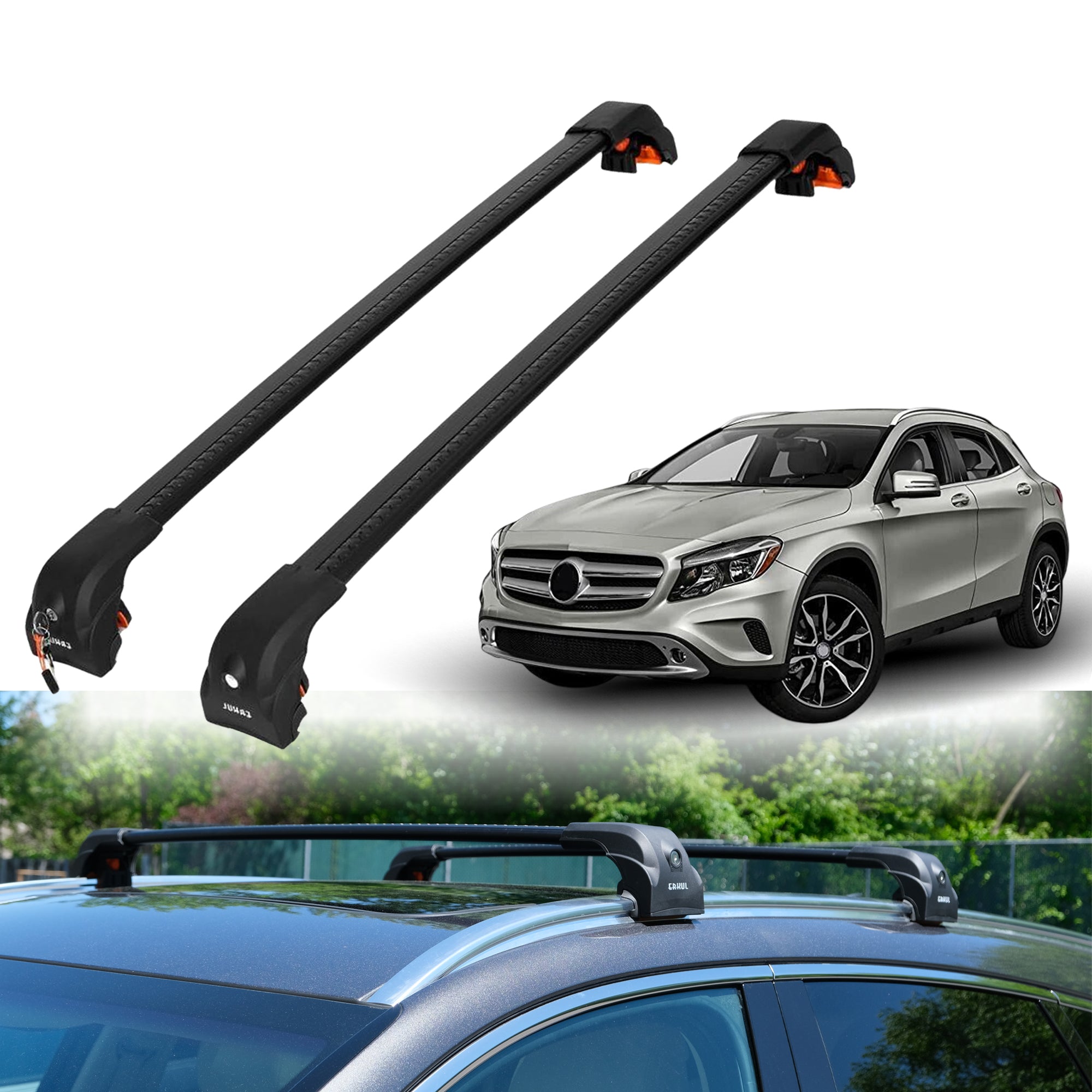 Roof Rack Crossbars for Mercedes-Benz GLA Class 2014-2020 w/ Flush Rails