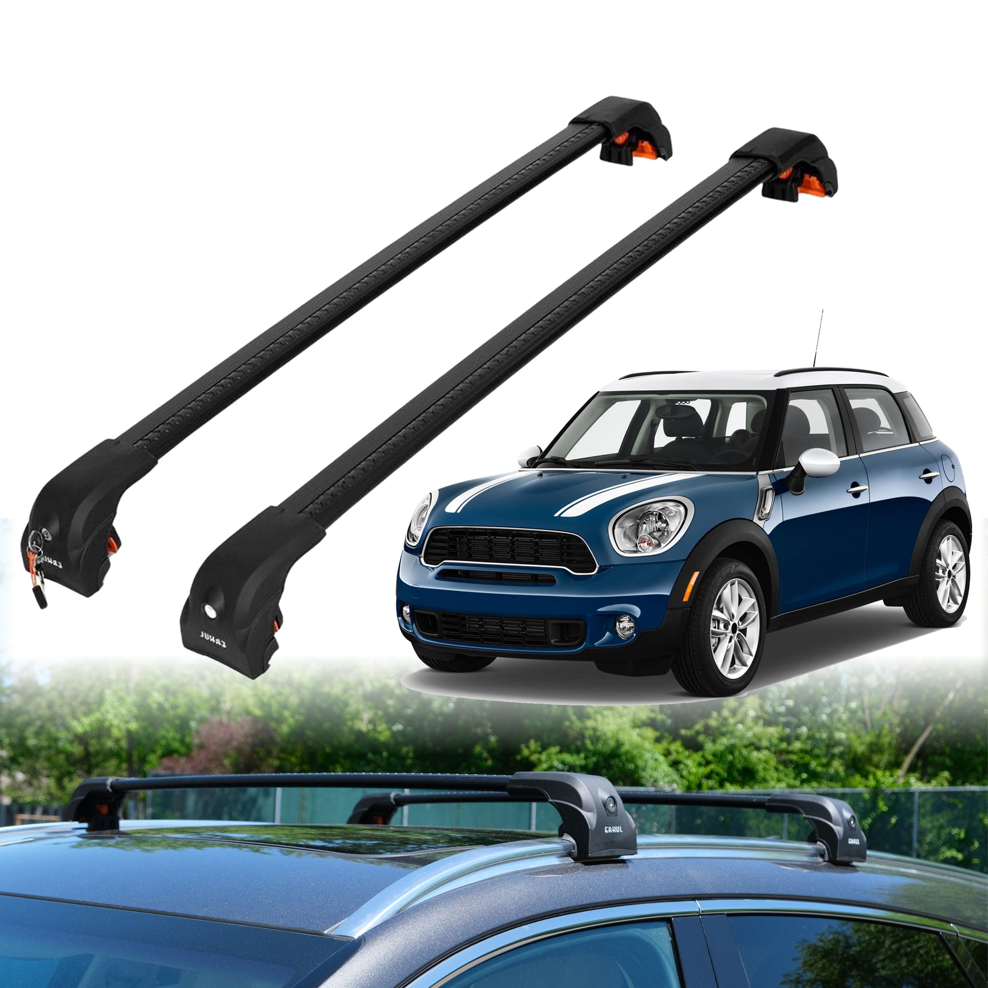 Heavy Duty Roof Rack Crossbars for MINI Cooper Countryman 2011-2016 w/ Flush Rails