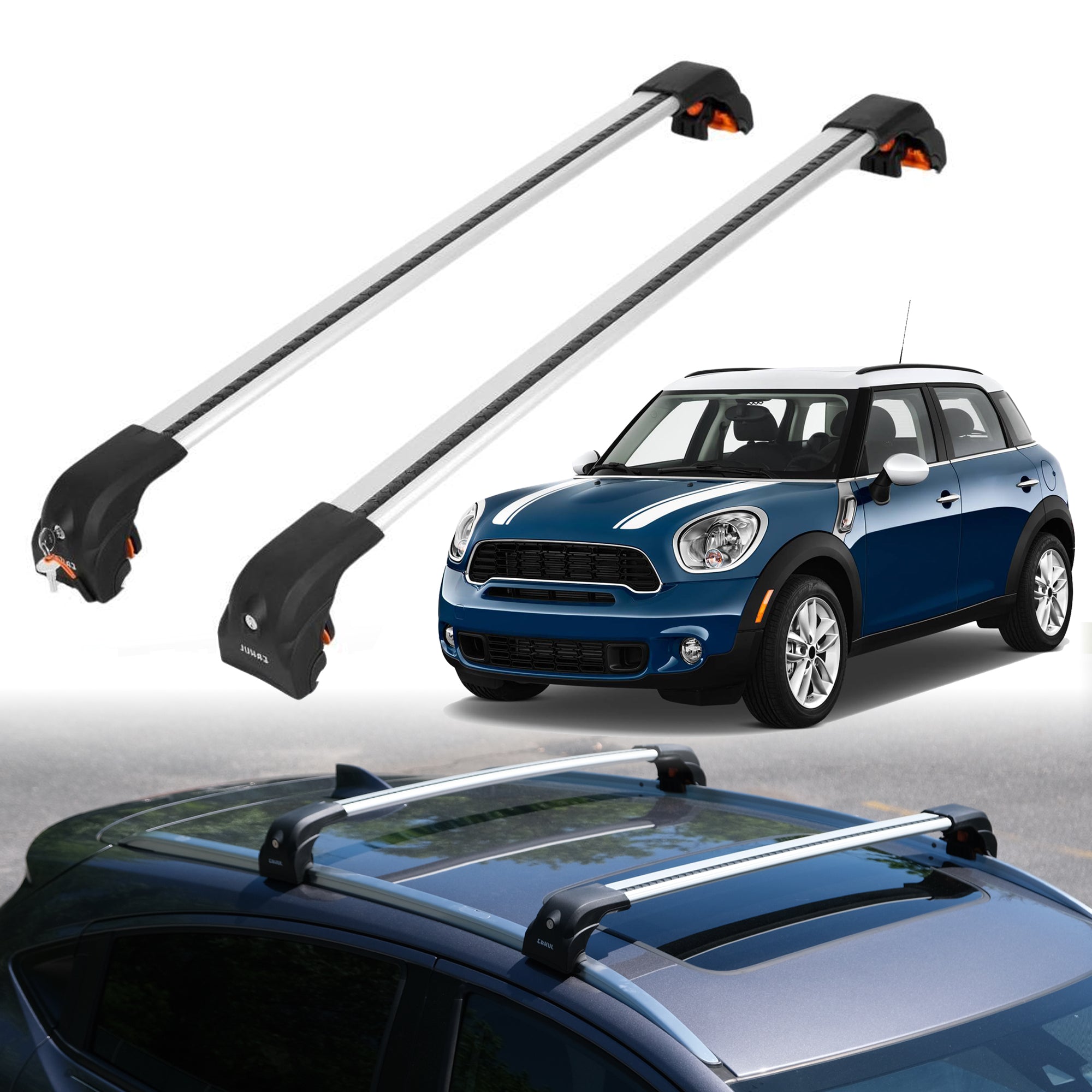 Heavy Duty Roof Rack Crossbars for MINI Cooper Countryman 2011-2016 w/ Flush Rails