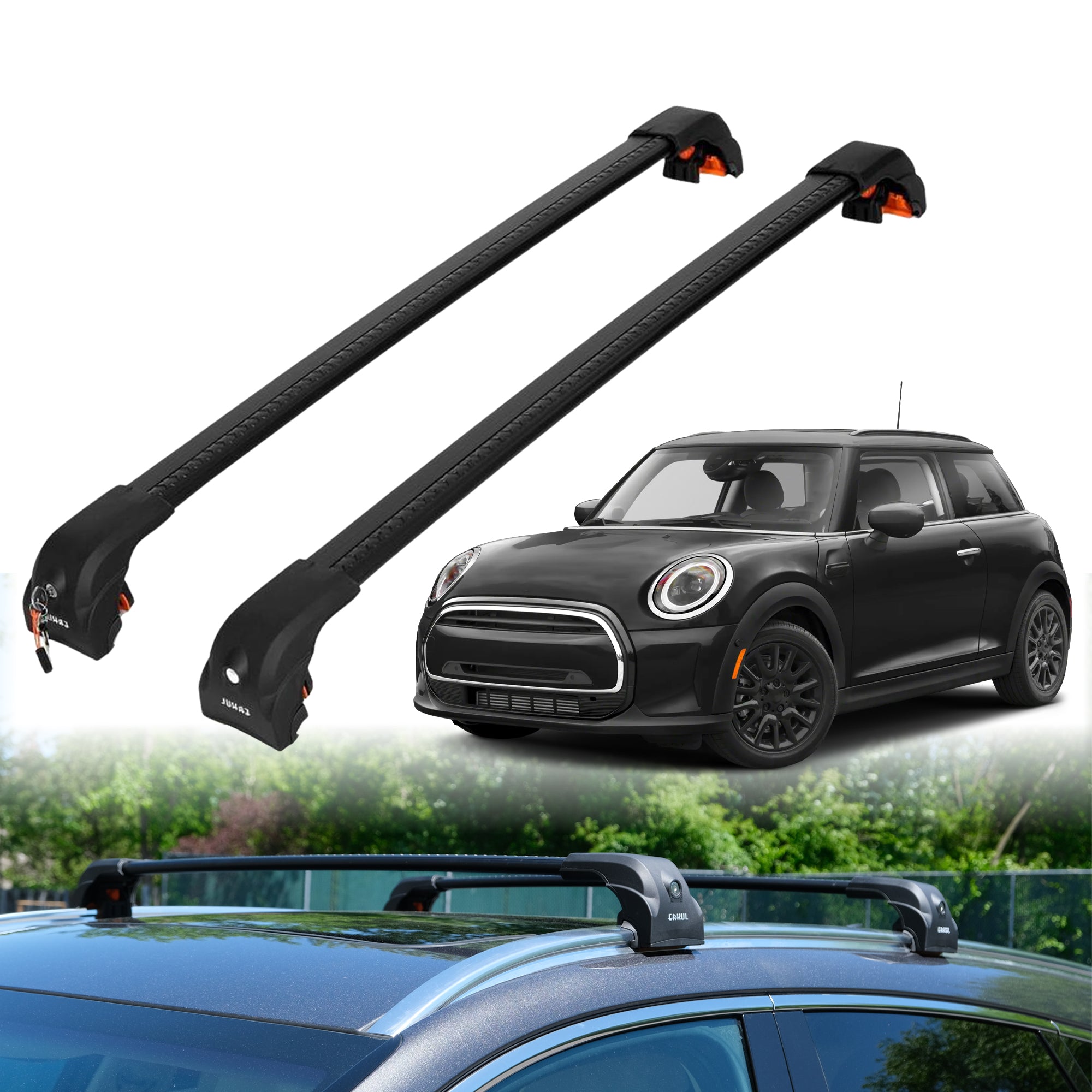 Heavy Duty Roof Rack Crossbars for MINI Cooper Hardtop 2014-2025 w/ Flush Rails