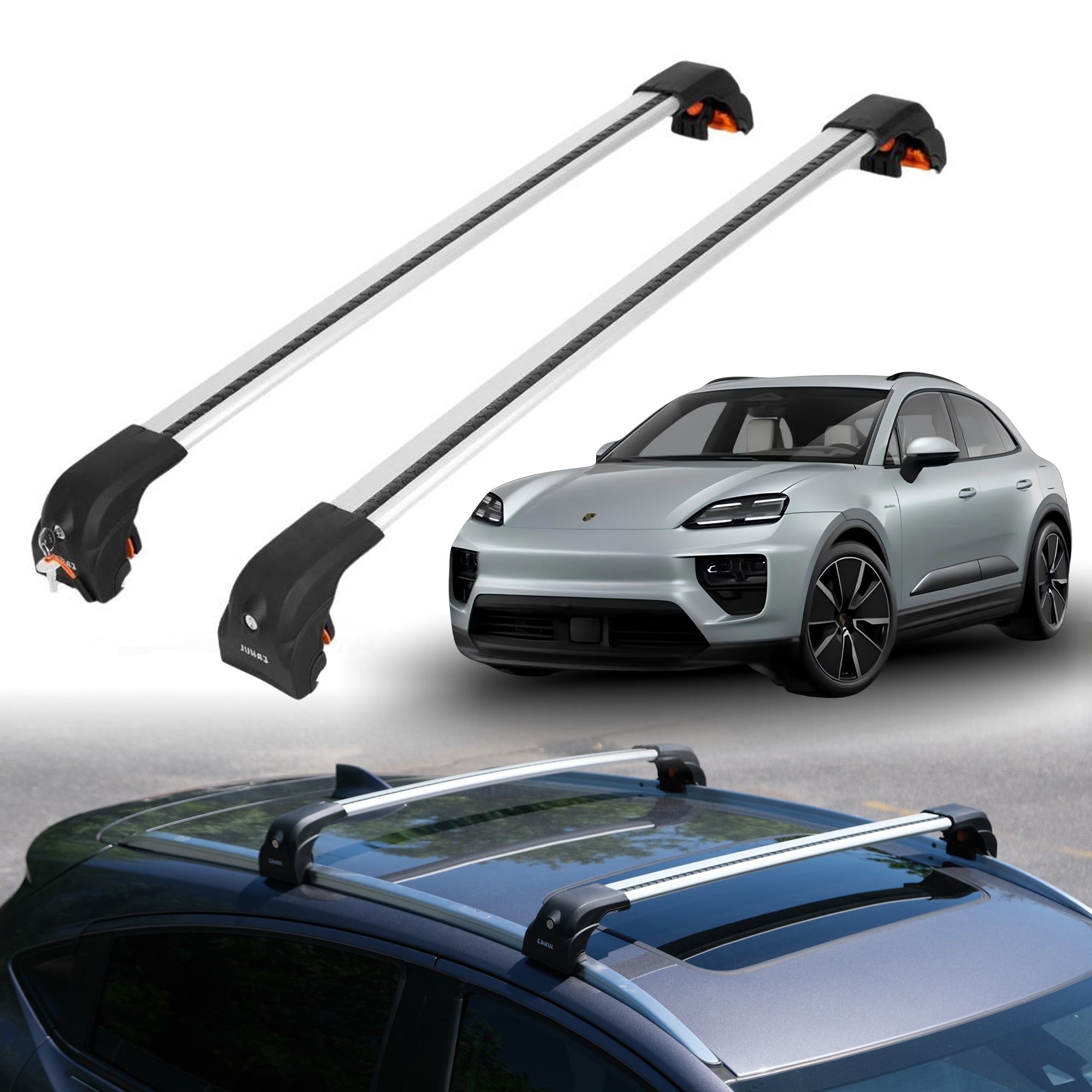 Heavy Duty Roof Rack Crossbars for Porsche Macan 2015-2025 w/ Flush Rails