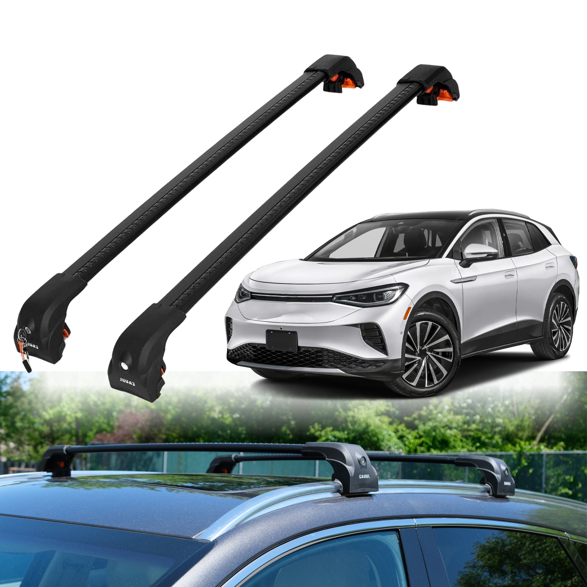 Heavy Duty Roof Rack Crossbars for Volkswagen ID.4 2021-2025 w/ Flush Rails