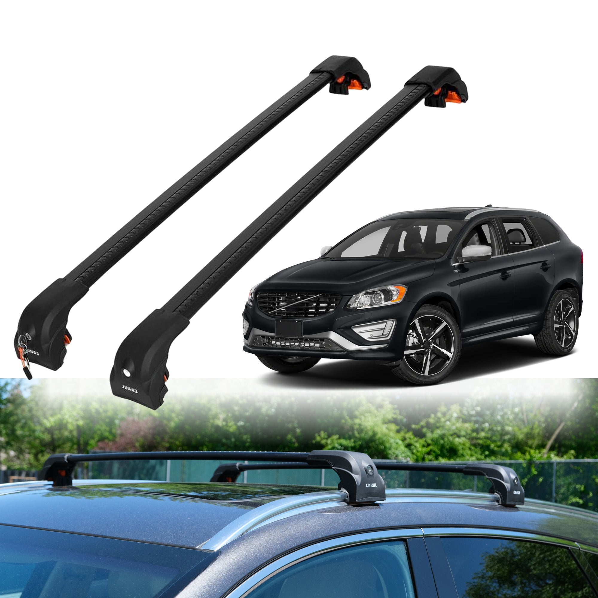 Premium Quality 220 lbs Load Rating Roof Rack Crossbars for Volvo XC60 2009-2017