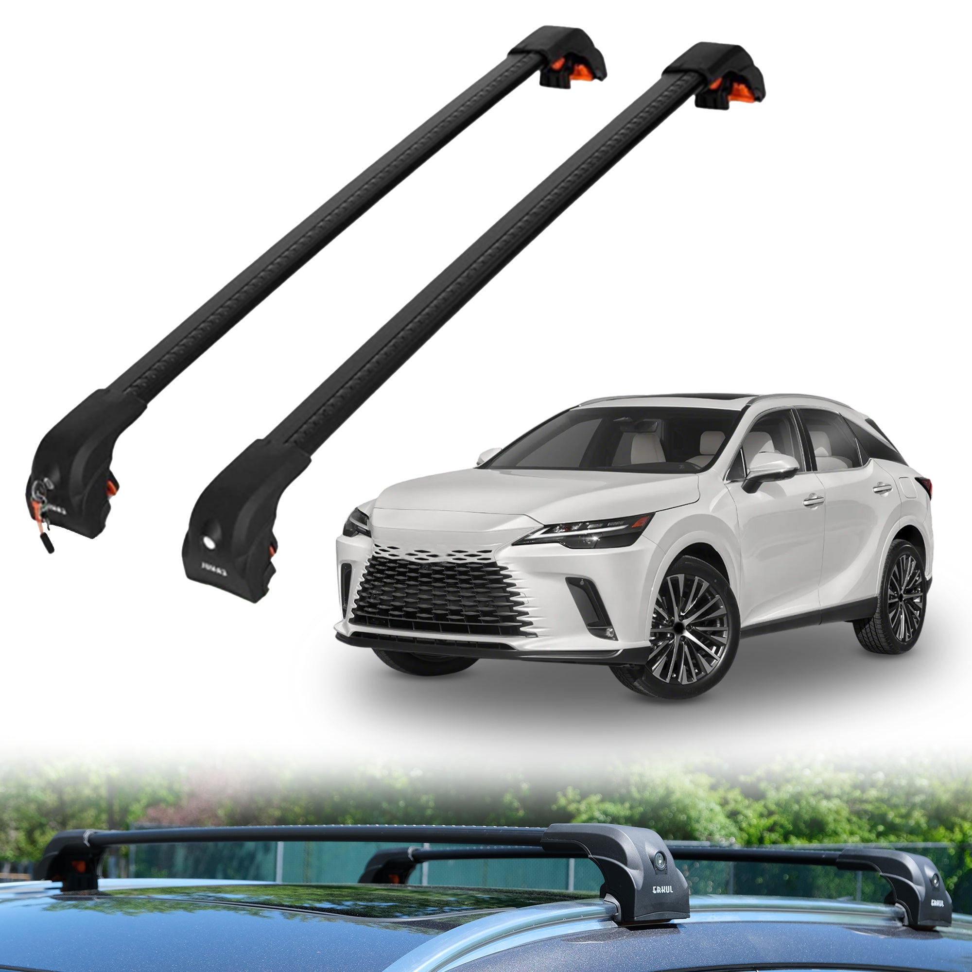2PC Heavy Duty Roof Rack Crossbars for Lexus RX 2023-2026 w/ Flush Rails