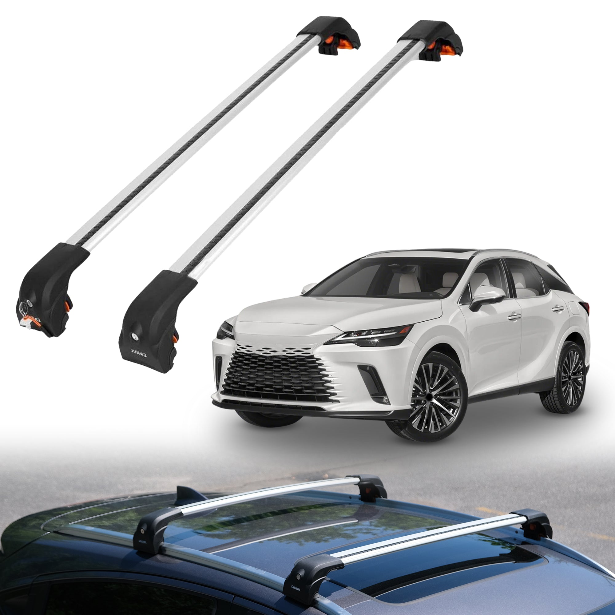 2PC Heavy Duty Roof Rack Crossbars for Lexus RX 2023-2026 w/ Flush Rails
