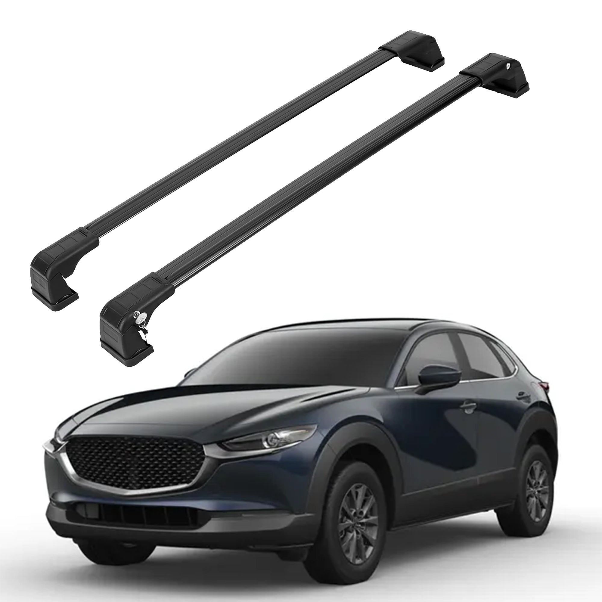 165 lbs Roof Rack Cross Bars for Mazda CX-30 CX30 2020-2026 Fits Fixed Points Roofs Black