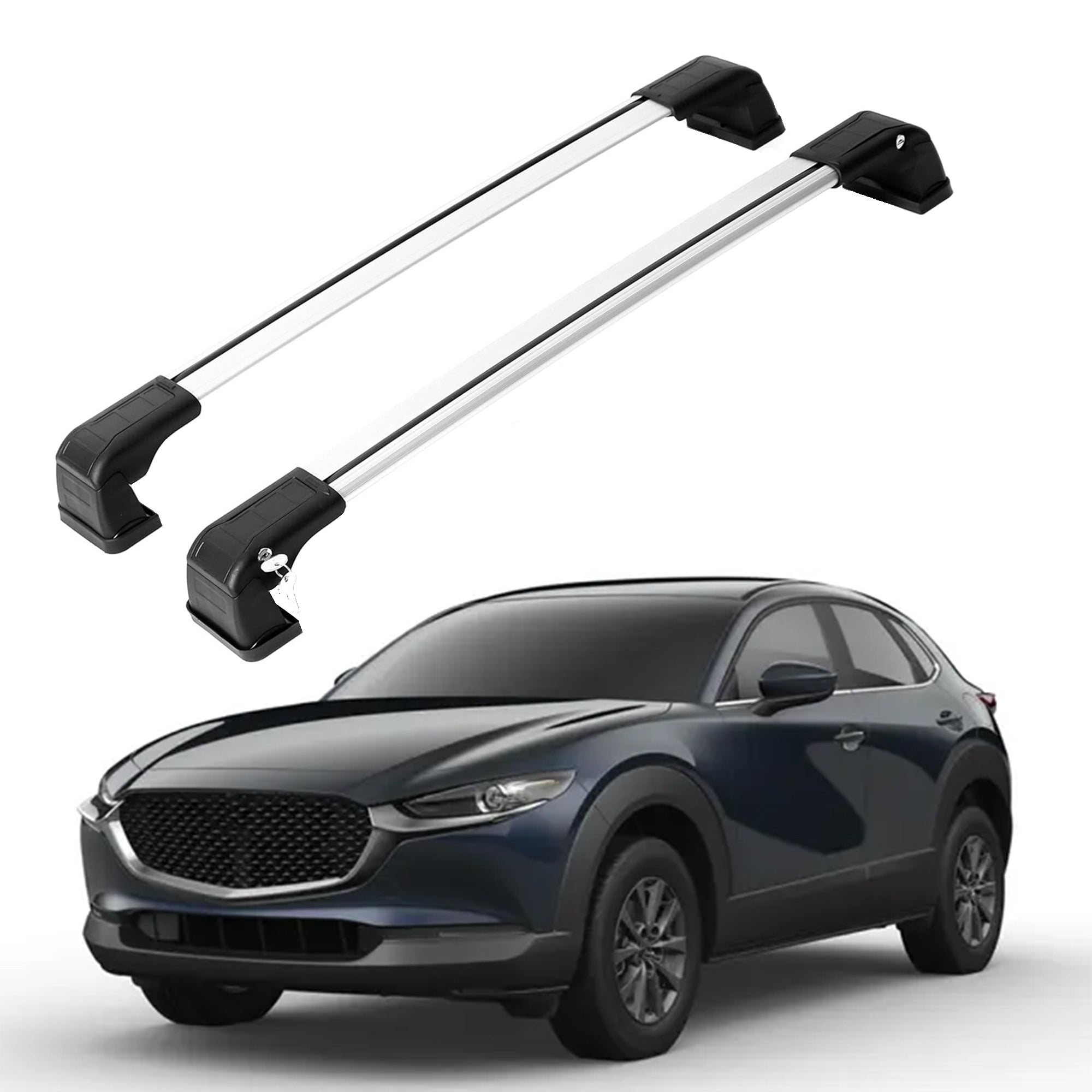 165 lbs Roof Rack Cross Bars for Mazda CX-30 CX30 2020-2026 Fits Fixed Points Roofs Silver