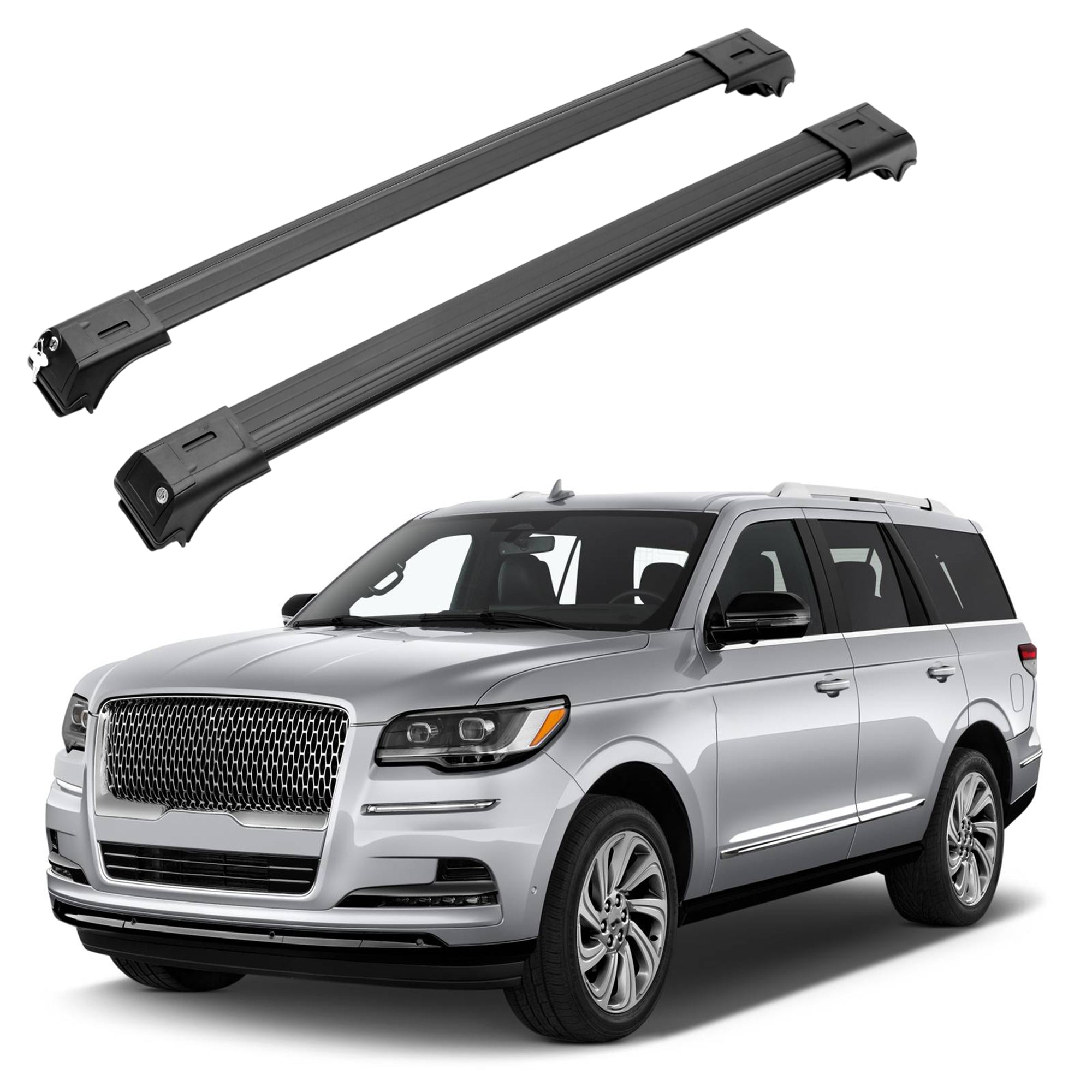 ERKUL Roof Rack Cross Bars for Lincoln Navigator 2018-2024 for Raised Rails - Black