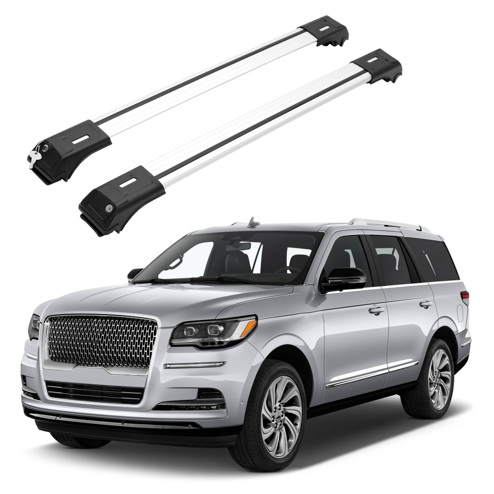 ERKUL Roof Rack Cross Bars for Lincoln Navigator 2018-2024 for Raised Rails - Black
