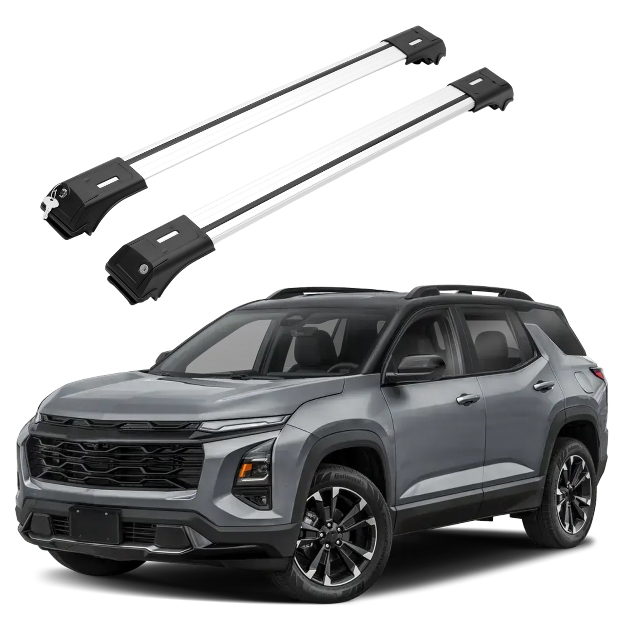 ERKUL Roof Rack Cross Bars for Chevrolet Equinox 2025-2026 for Raised Rails - Silver