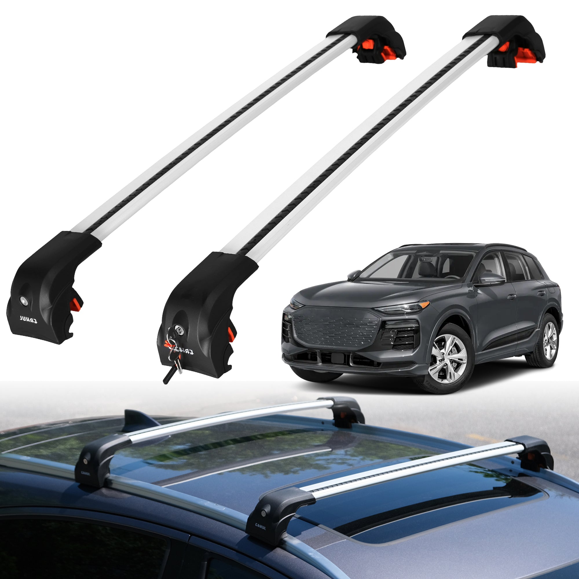 220 lbs Roof Rack Crossbars for Audi Q6 e-tron 2025-2027 - Silver
