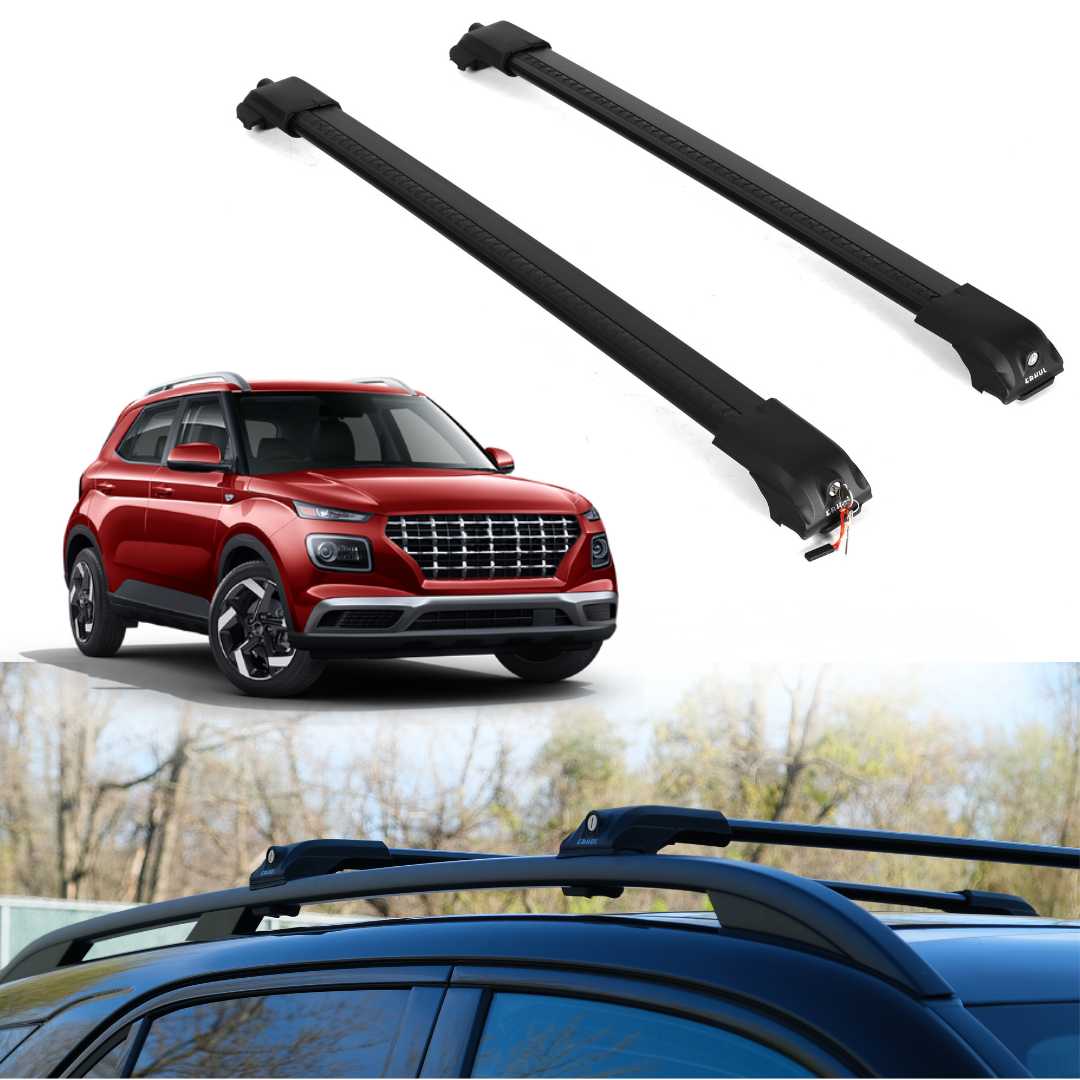 Roof Rack Crossbars for Hyundai Venue 2020-2026 Fits Raised Rails - Black
