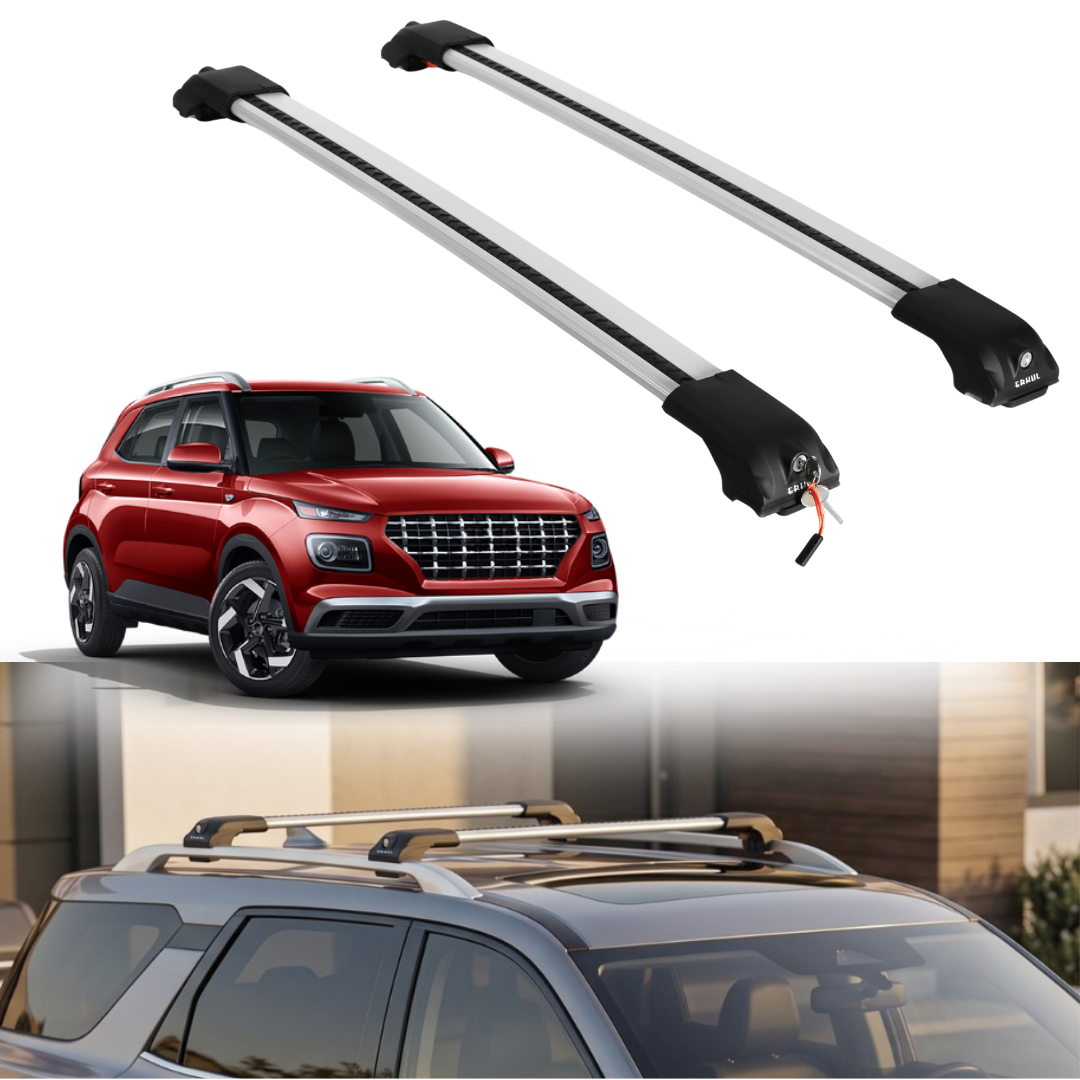 Roof Rack Crossbars for Hyundai Venue 2020-2026 Fits Raised Rails - Silver