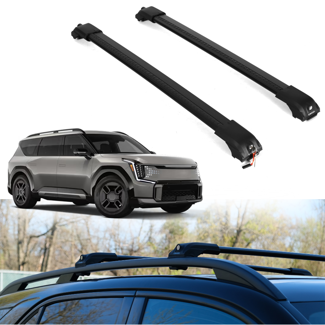 Roof Rack Crossbars for Kia EV9 2024-2026 Fits Raised Rails - Black