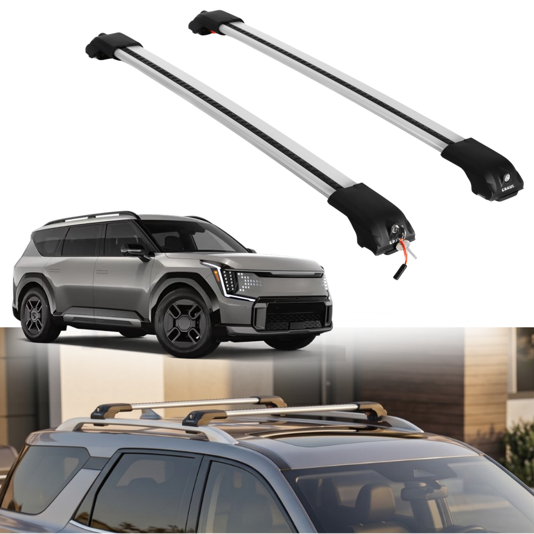 Roof Rack Crossbars for Kia EV9 2024-2026 Fits Raised Rails - Silver