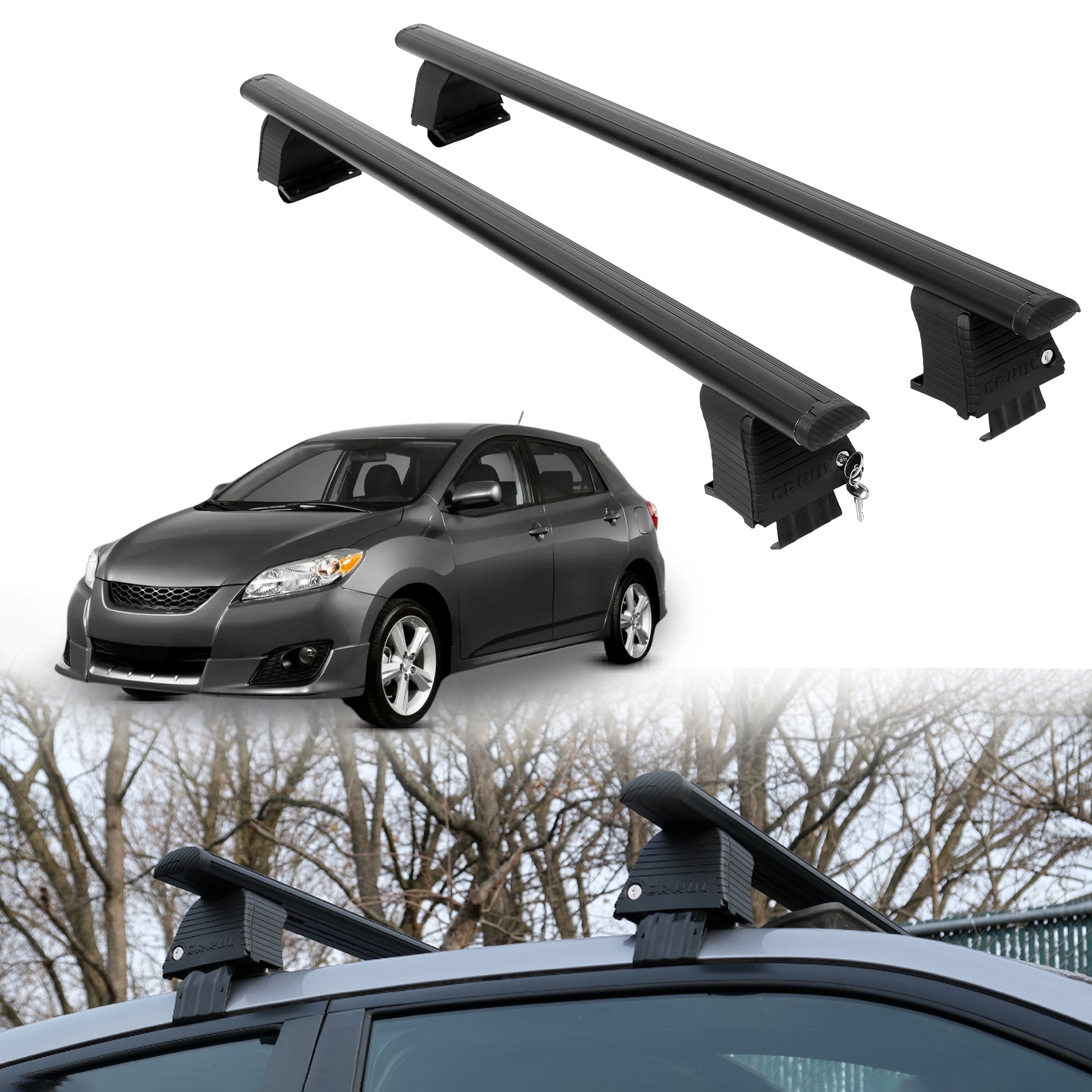 Roof Rack Crossbars for Toyota Matrix 2009-2013 Fits Naked Roof - Black