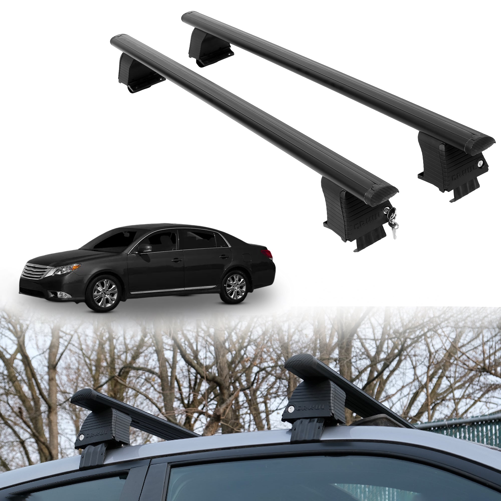 Roof Rack Crossbars for Toyota Avalon 2005-2012 Fits Naked Roof - Black