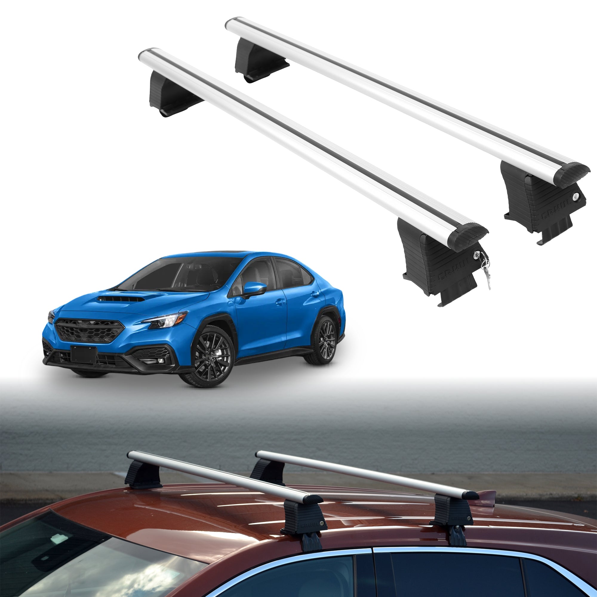 Roof Rack Crossbars for Subaru WRX 2022-2026 Fits Naked Roof - Silver
