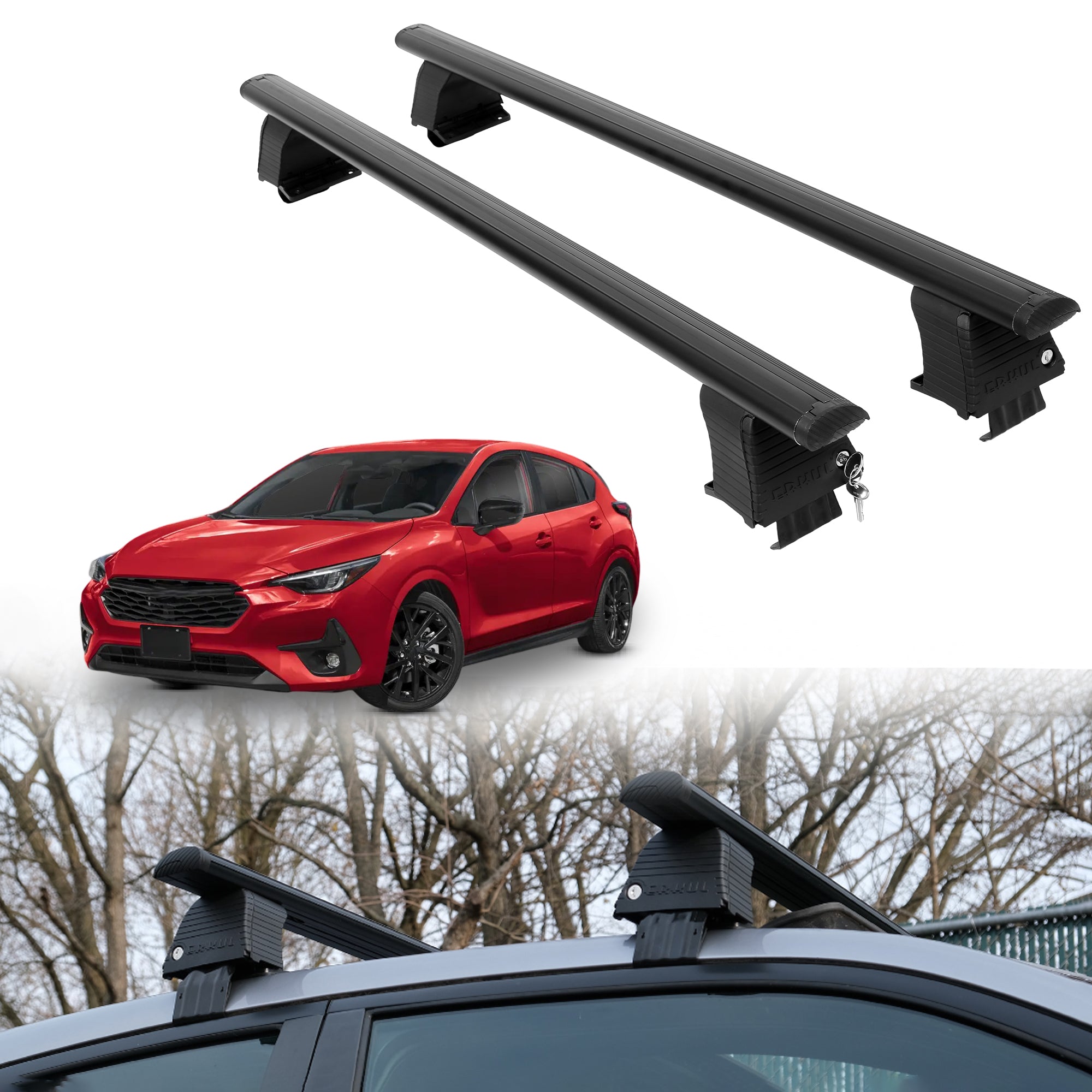 Roof Rack Crossbars for Subaru Impreza 2024-2026 Fits Naked Roof - Black