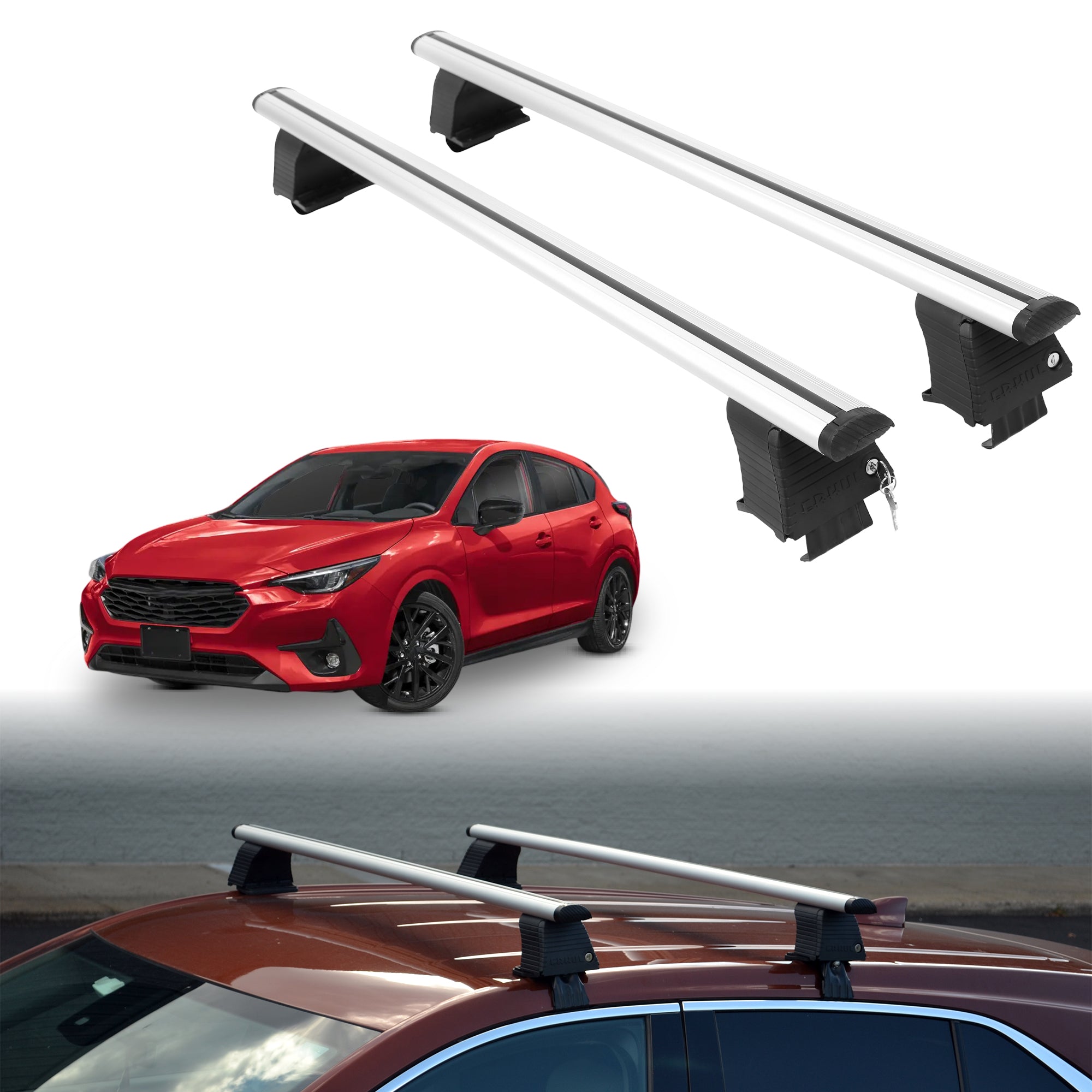 Roof Rack Crossbars for Subaru Impreza 2024-2026 Fits Naked Roof - Silver