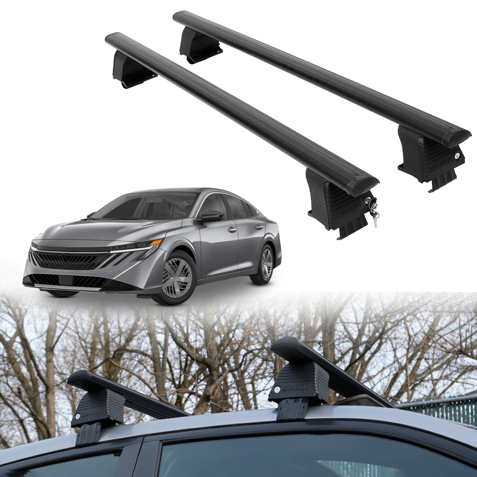 Roof Rack Crossbars for Nissan Sentra 2026 Fits Naked Roof - Black