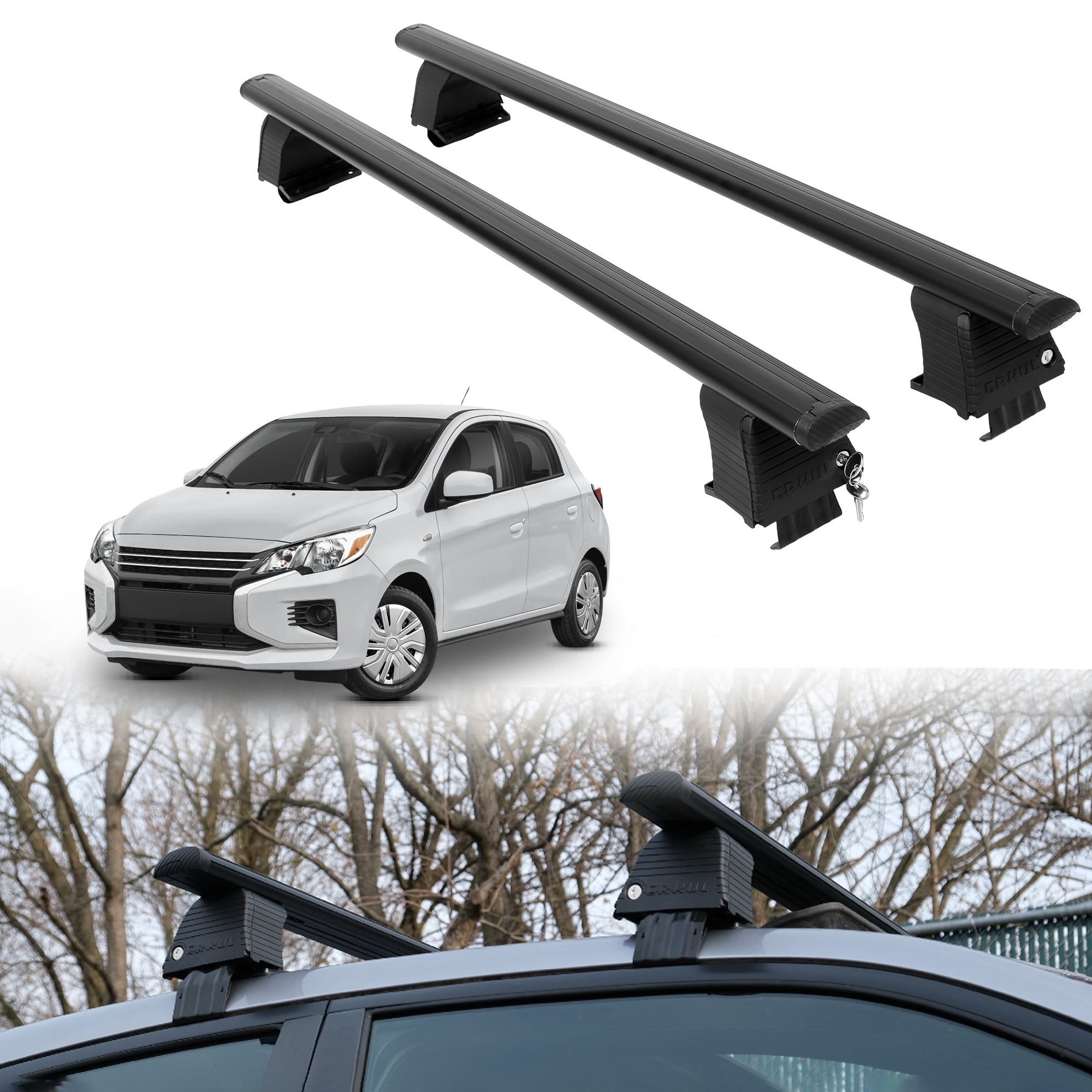 Roof Rack Crossbars for Mitsubishi Mirage 2014-2024 - Black