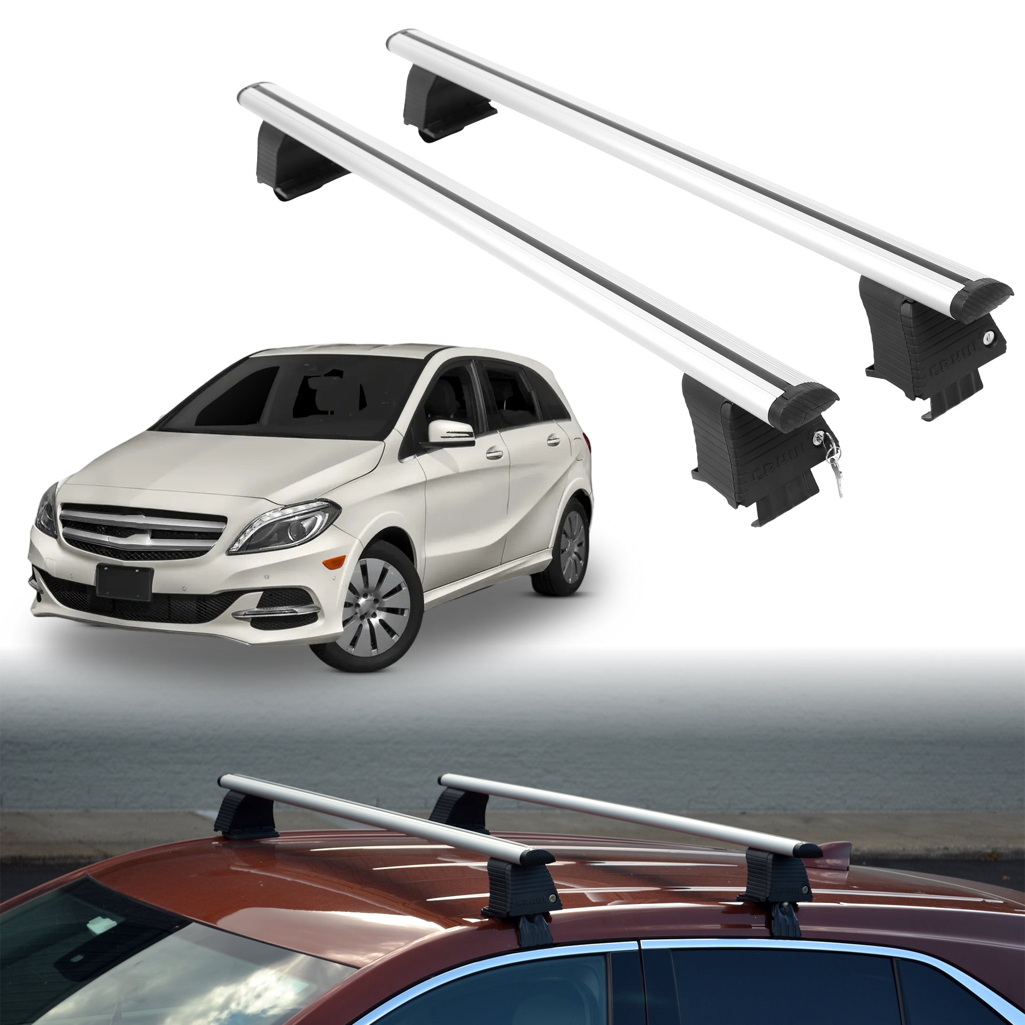 Roof Rack Crossbars for Mercedes-Benz B-Class 2016-2017 - Silver