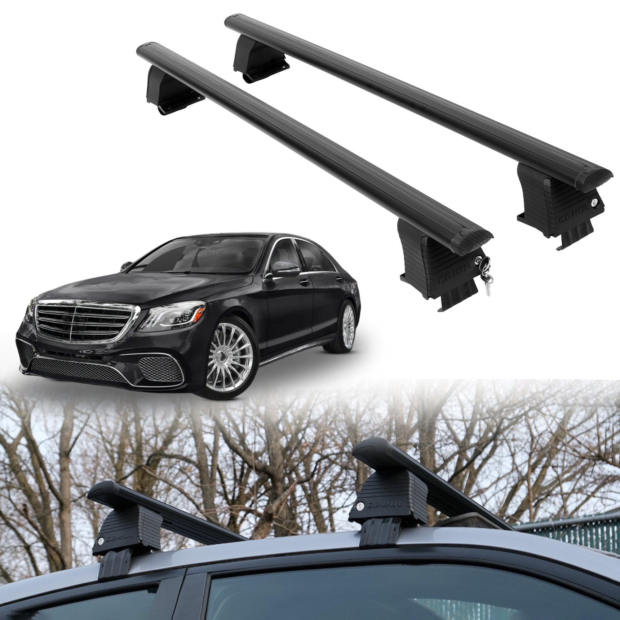 Roof Rack Crossbars for Mercedes-Benz AMG S 65 2017-2020 - Black
