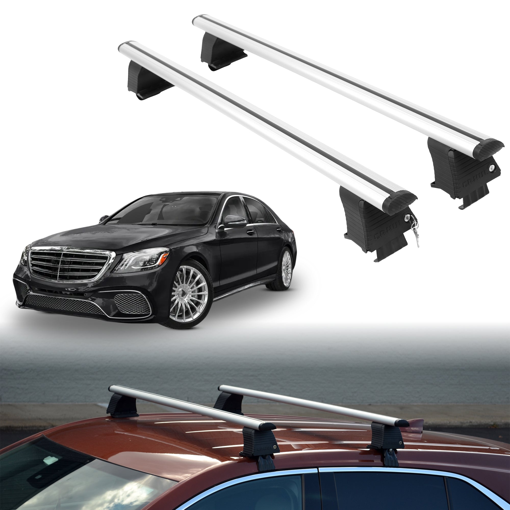 Roof Rack Crossbars for Mercedes-Benz AMG S 65 2017-2020 - Silver