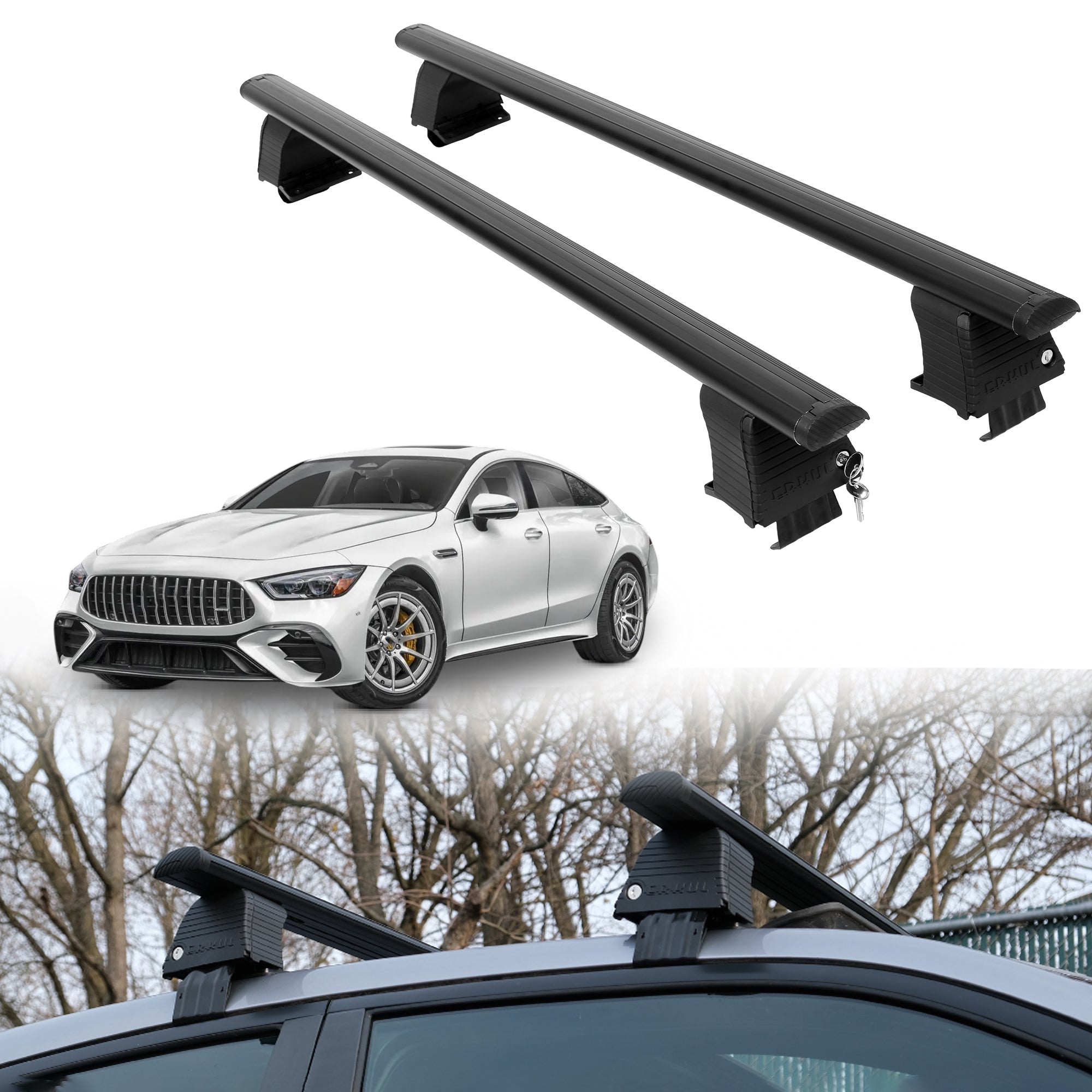 Roof Rack Crossbars for Mercedes-Benz AMG GT 53 2019-2026 - Black