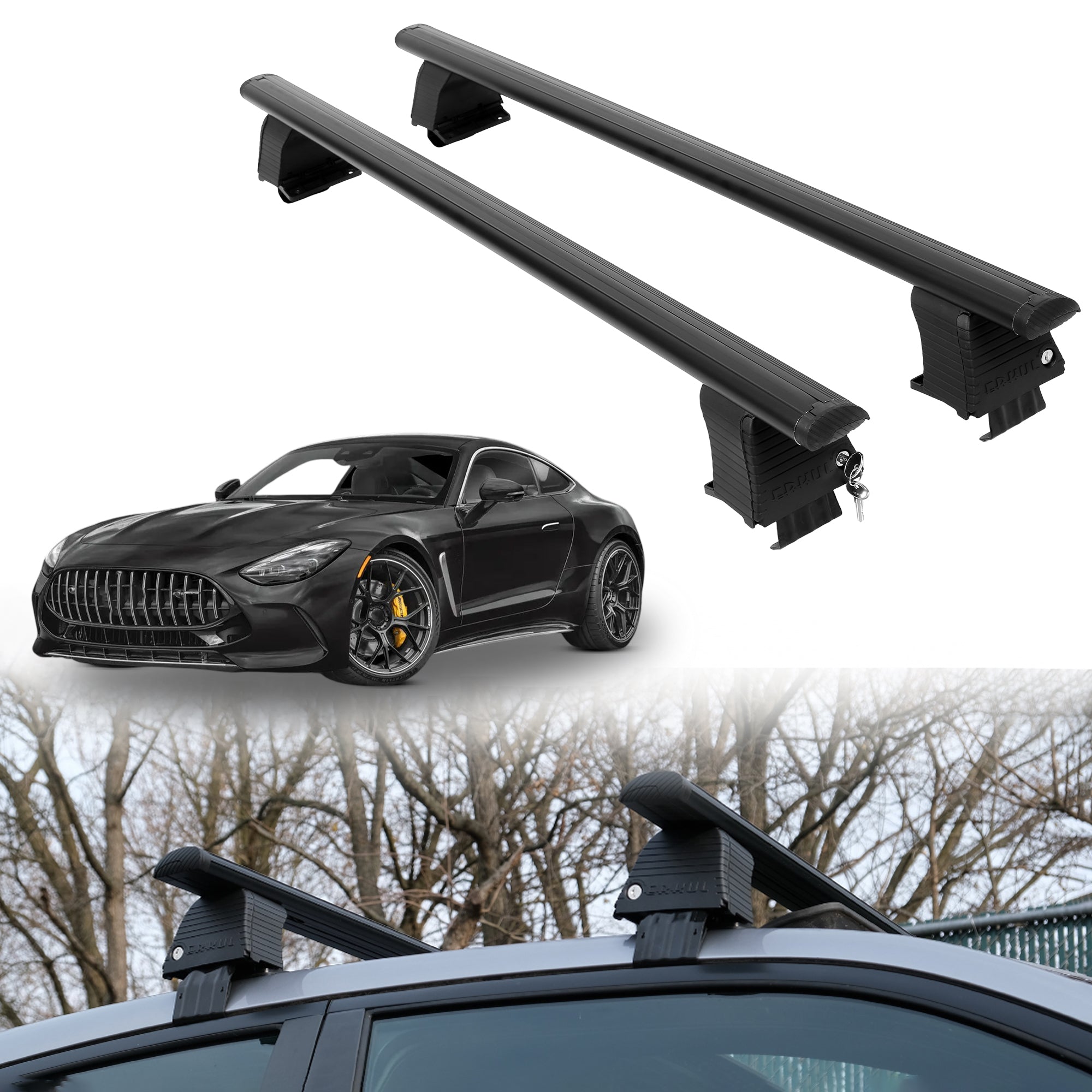 Roof Rack Crossbars for Mercedes-Benz AMG GT 63 2019-2026 - Black