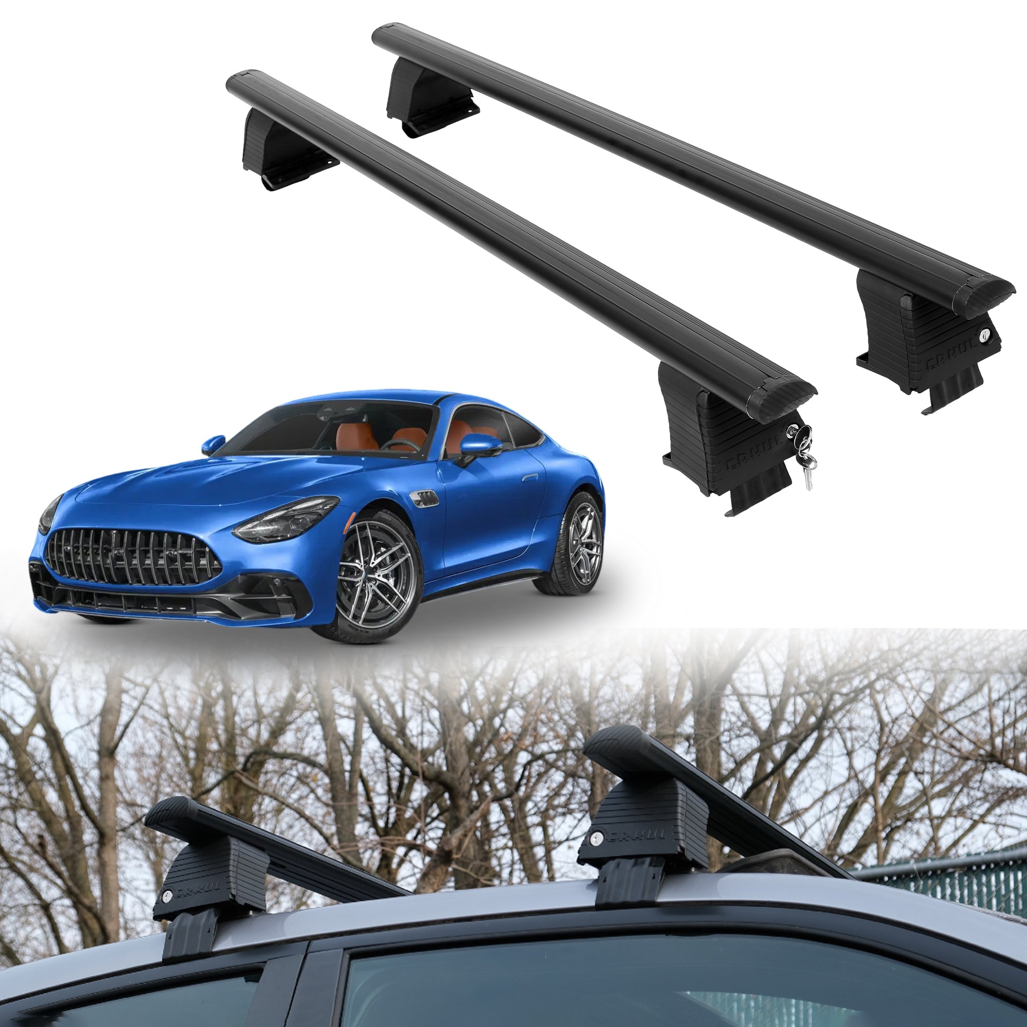 Roof Rack Crossbars for Mercedes-Benz AMG GT 43 2021-2026 - Black