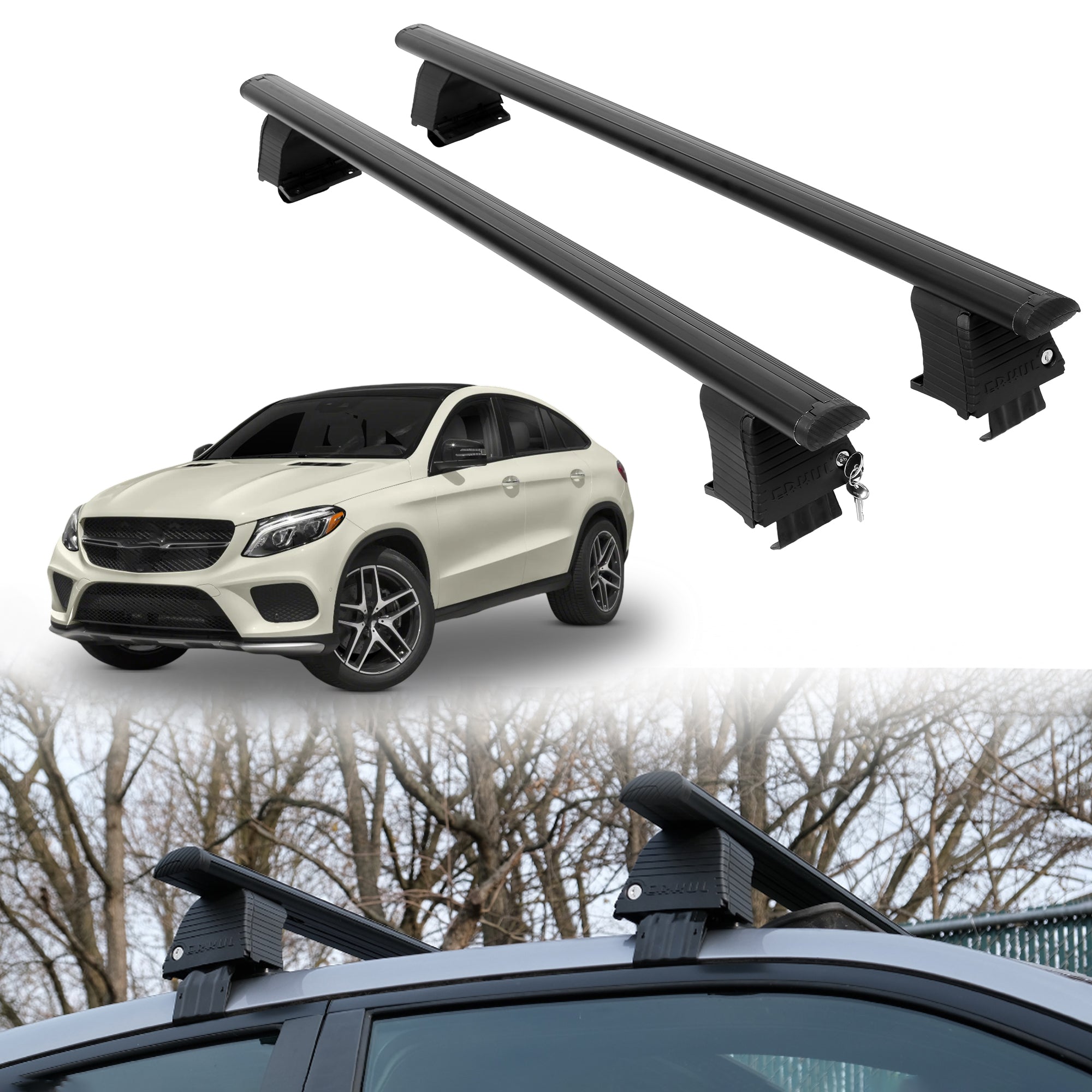 Roof Rack Crossbars for Mercedes-Benz AMG GLE 43 2017-2019 - Black