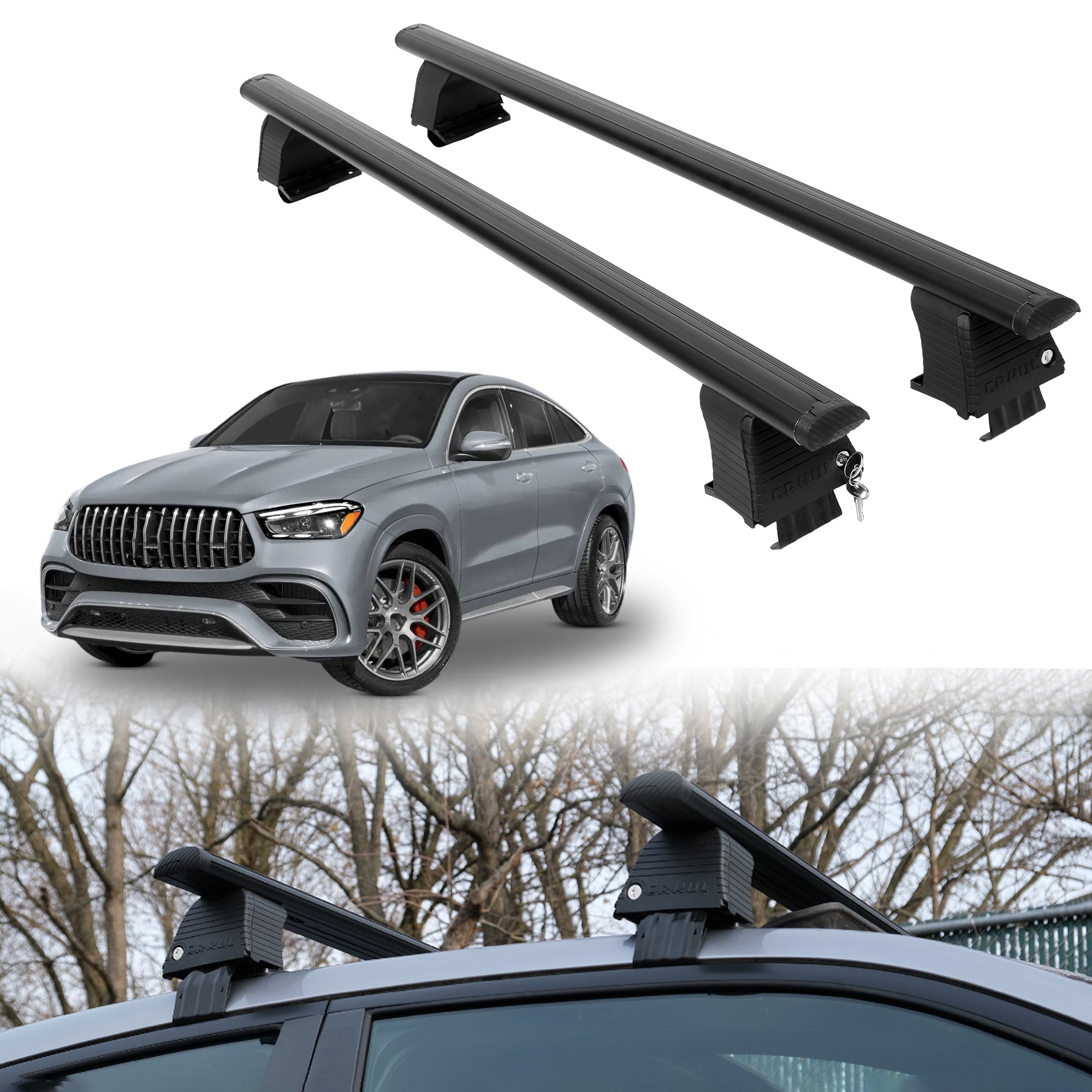 Roof Rack Crossbars for Mercedes-Benz AMG GLE 63 2021-2026 - Black