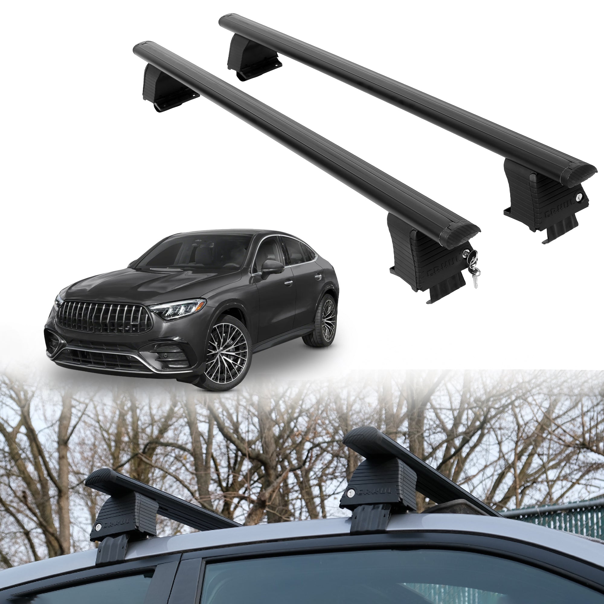 Roof Rack Crossbars for Mercedes-Benz AMG GLC 2024-2026 - Black