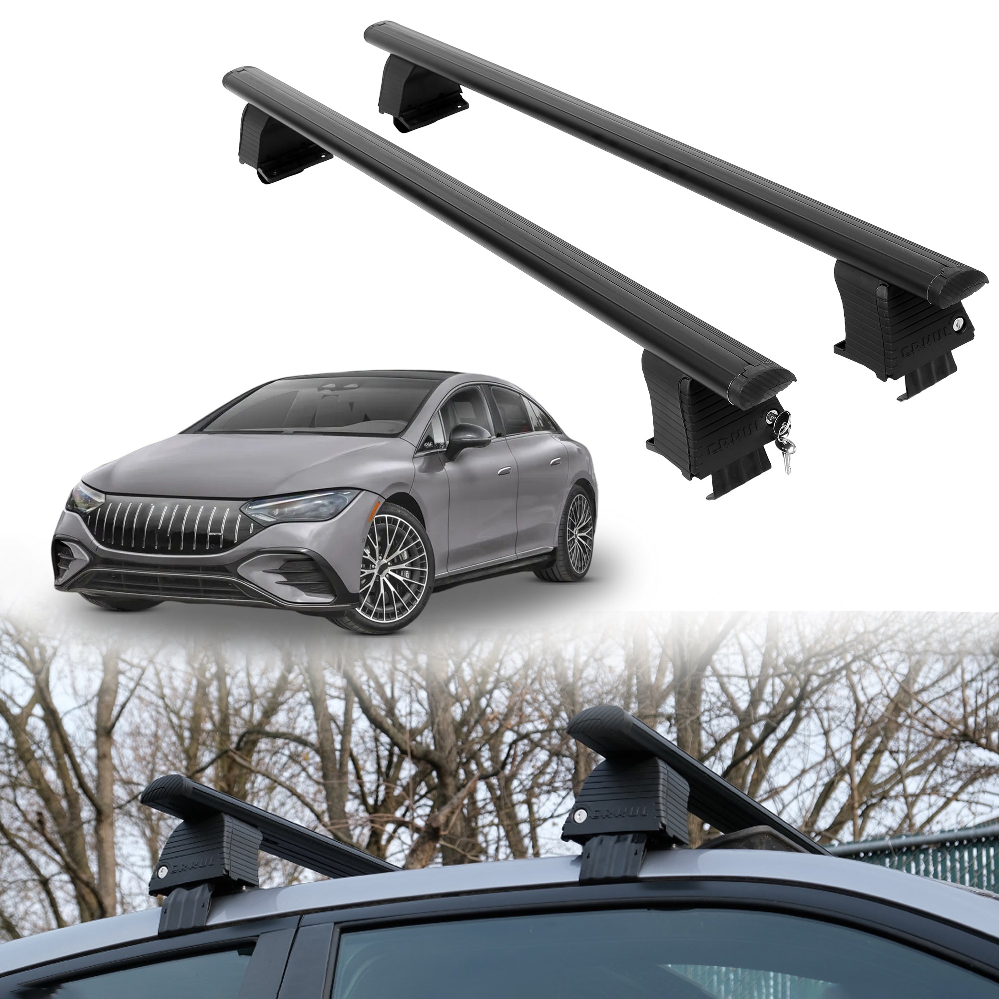 Roof Rack Crossbars for Mercedes-Benz AMG EQE 2023-2026 - Black