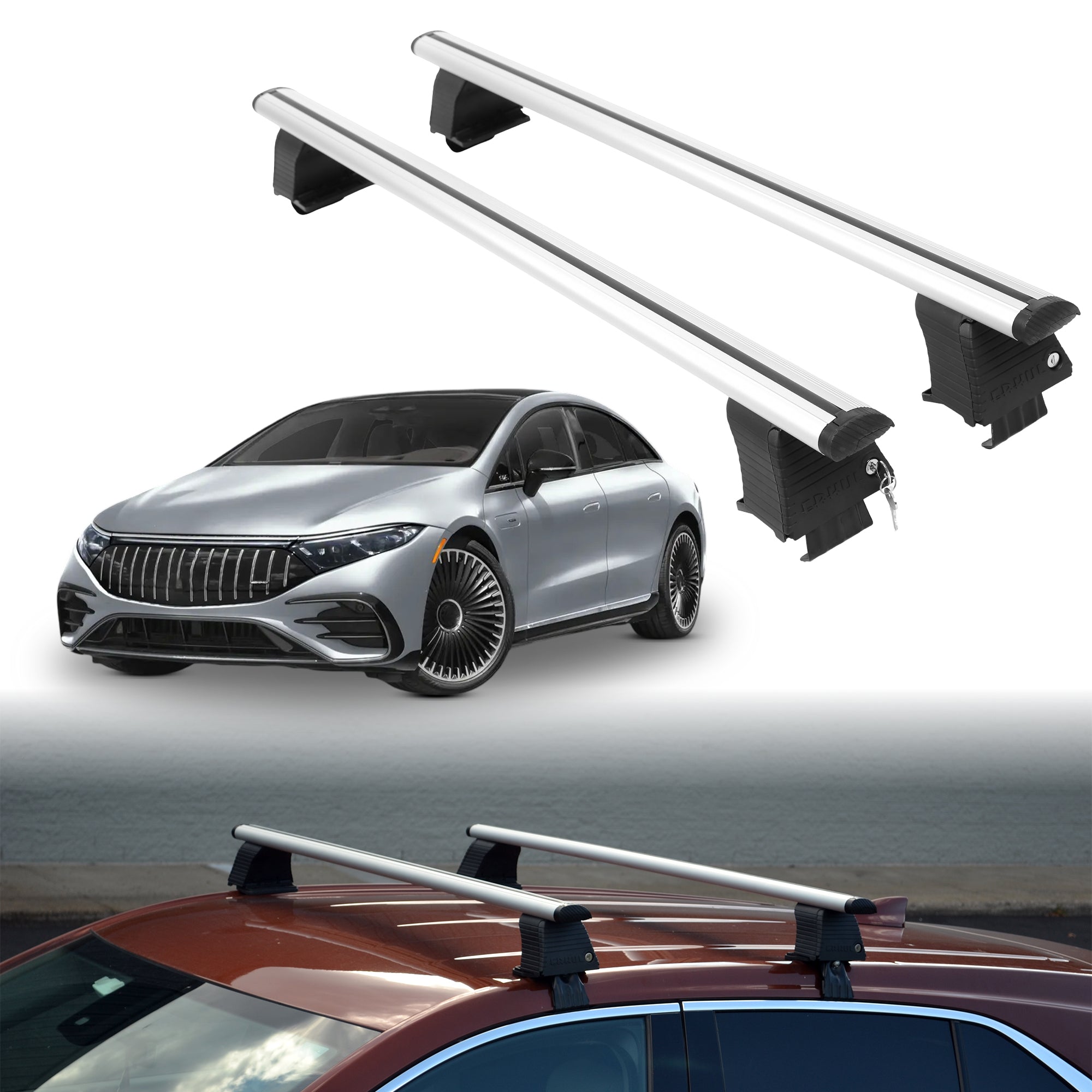 Roof Rack Crossbars for Mercedes-Benz AMG EQS 2022-2025 - Silver