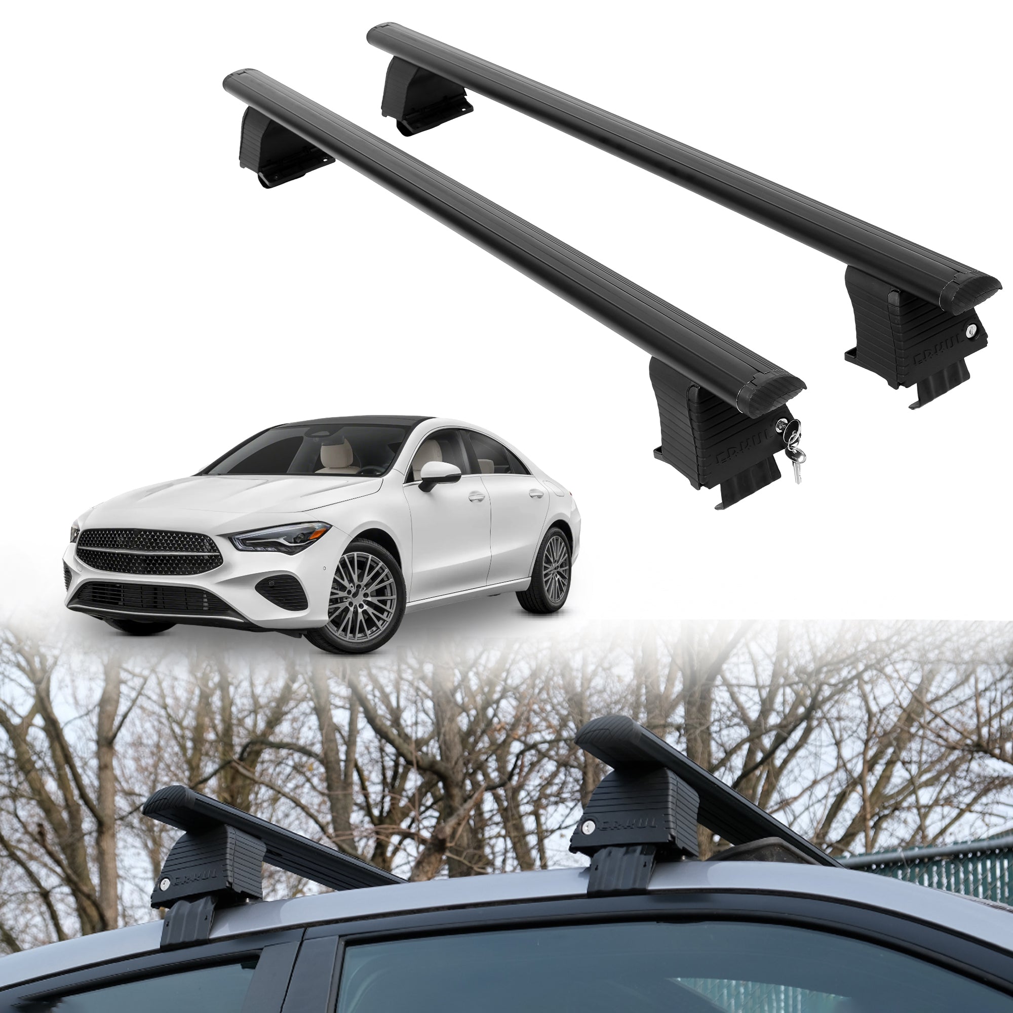 Roof Rack Crossbars for Mercedes-Benz CLA 2020-2026 - Black