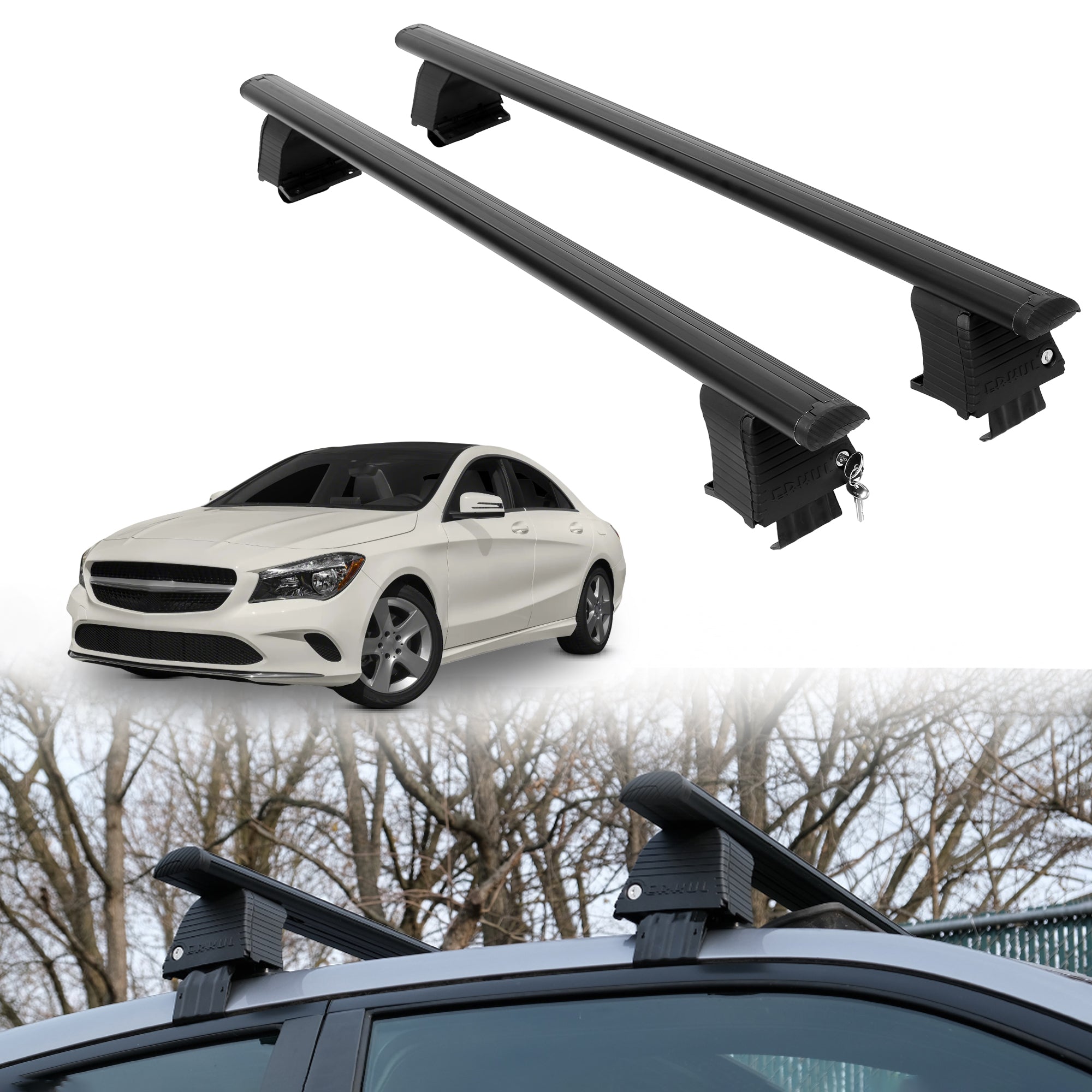 Roof Rack Crossbars for Mercedes-Benz CLA 2014-2019 - Black