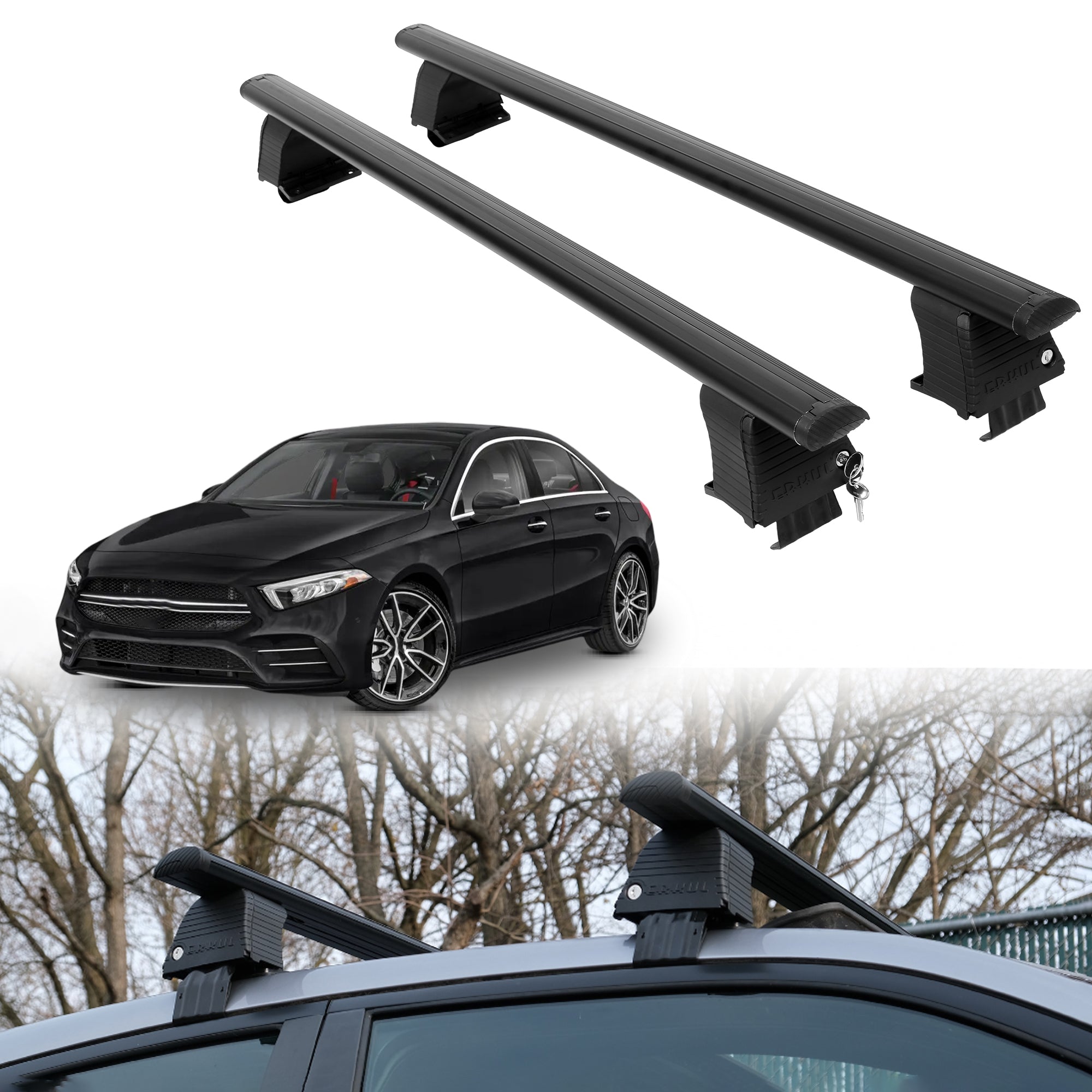 Roof Rack Crossbars for Mercedes-Benz AMG A 35 2020-2021 - Black