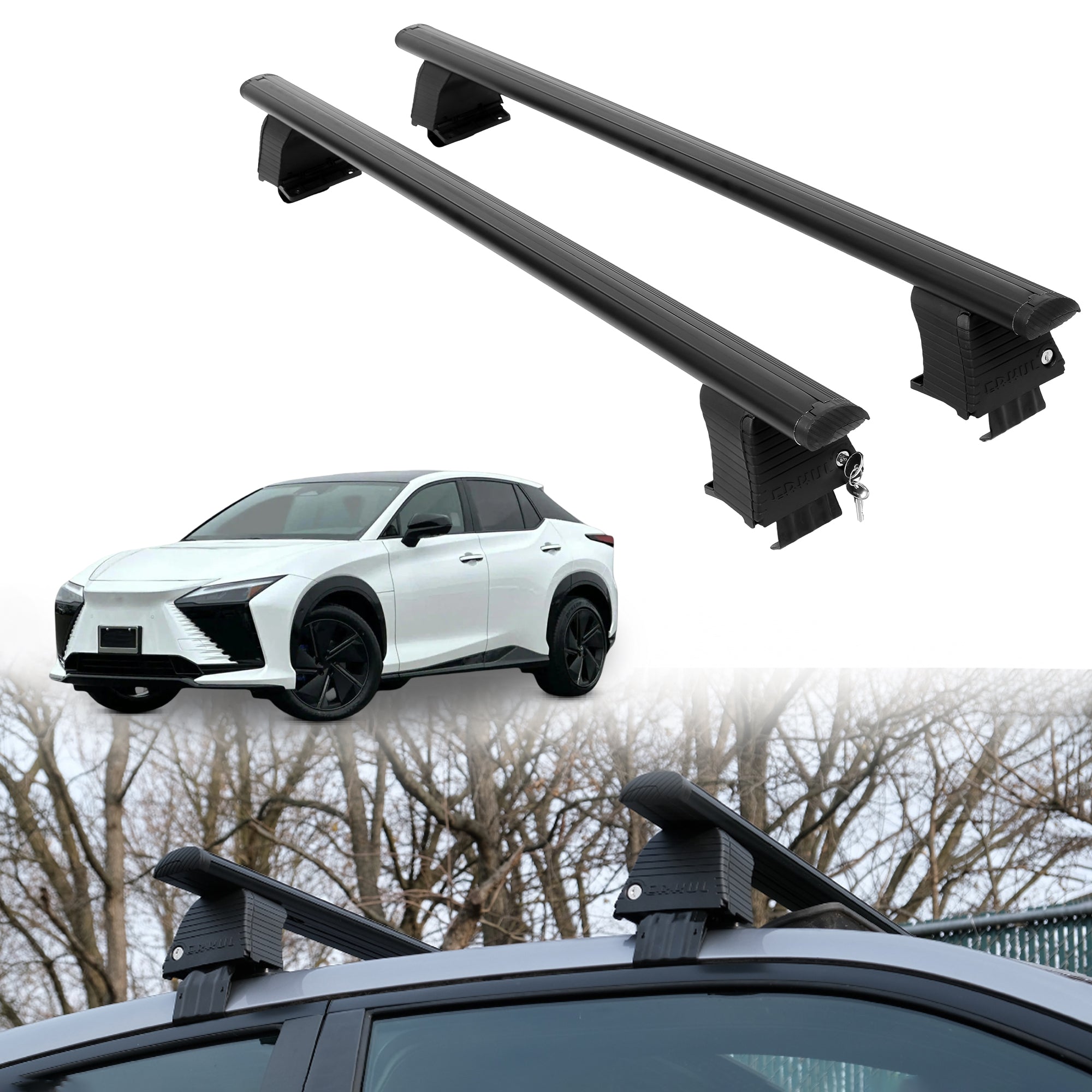 Roof Rack Crossbars for Lexus RZ 2026 Fits Naked Roof - Black