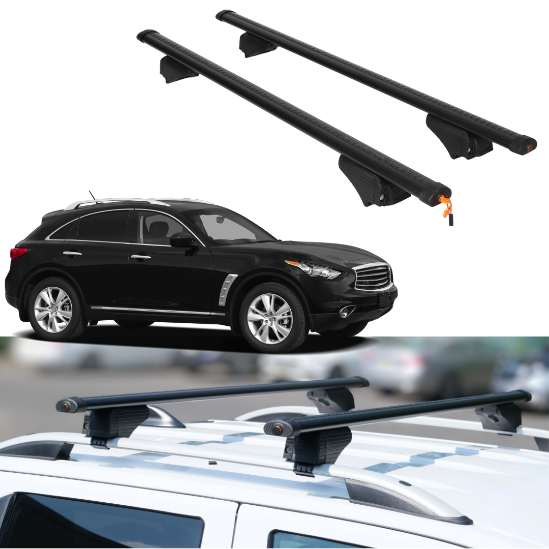 Roof Rack Crossbars for INFINITI FX50 2009-2013 Fits Raised Rails - Black