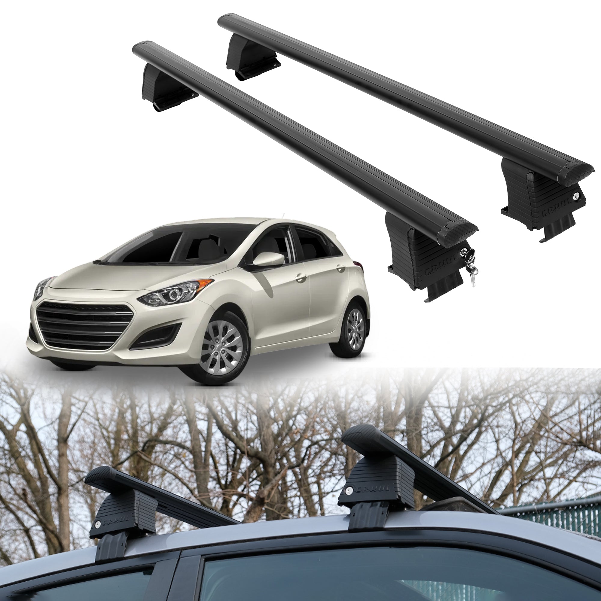 Roof Rack Crossbars for Hyundai Elantra GT 2013-2017 - Black