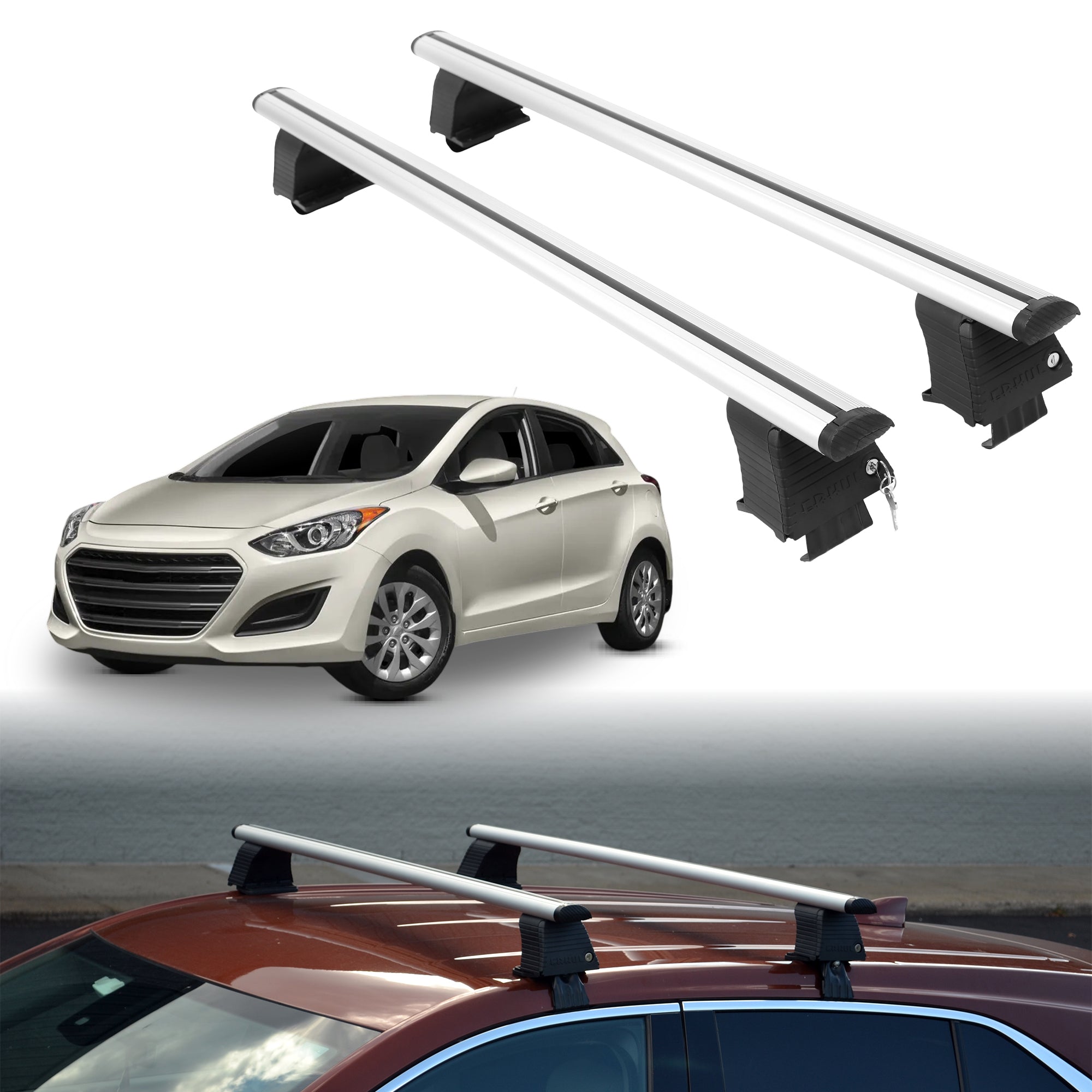 Roof Rack Crossbars for Hyundai Elantra GT 2013-2017 - Silver