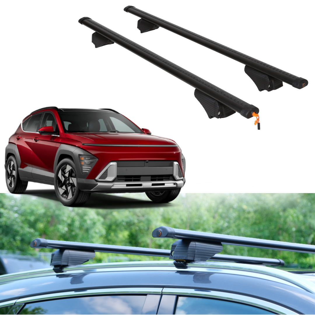 Roof Rack Crossbars for Hyundai KONA EV 2024-2025 Fits Flush Rails - Black