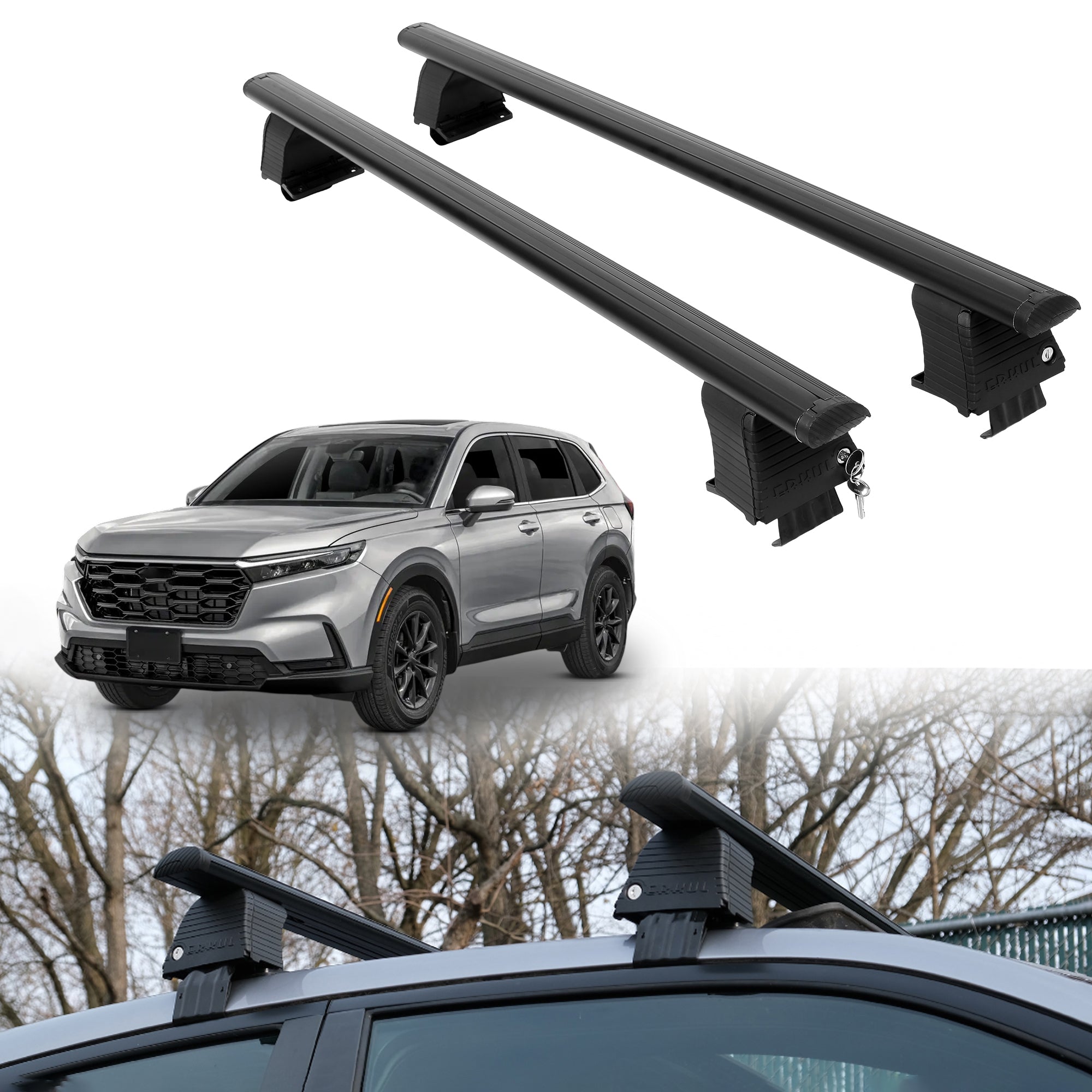 Roof Rack Crossbars for Honda CR-V 2023-2026 Fits Naked Roof - Black