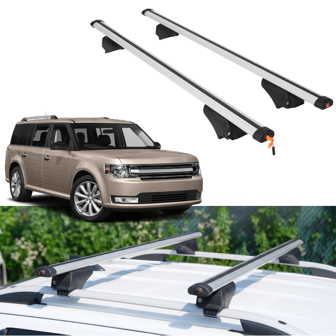 Roof Rack Crossbars for Ford Flex 2009-2019 Fits Raised Rails - Silver